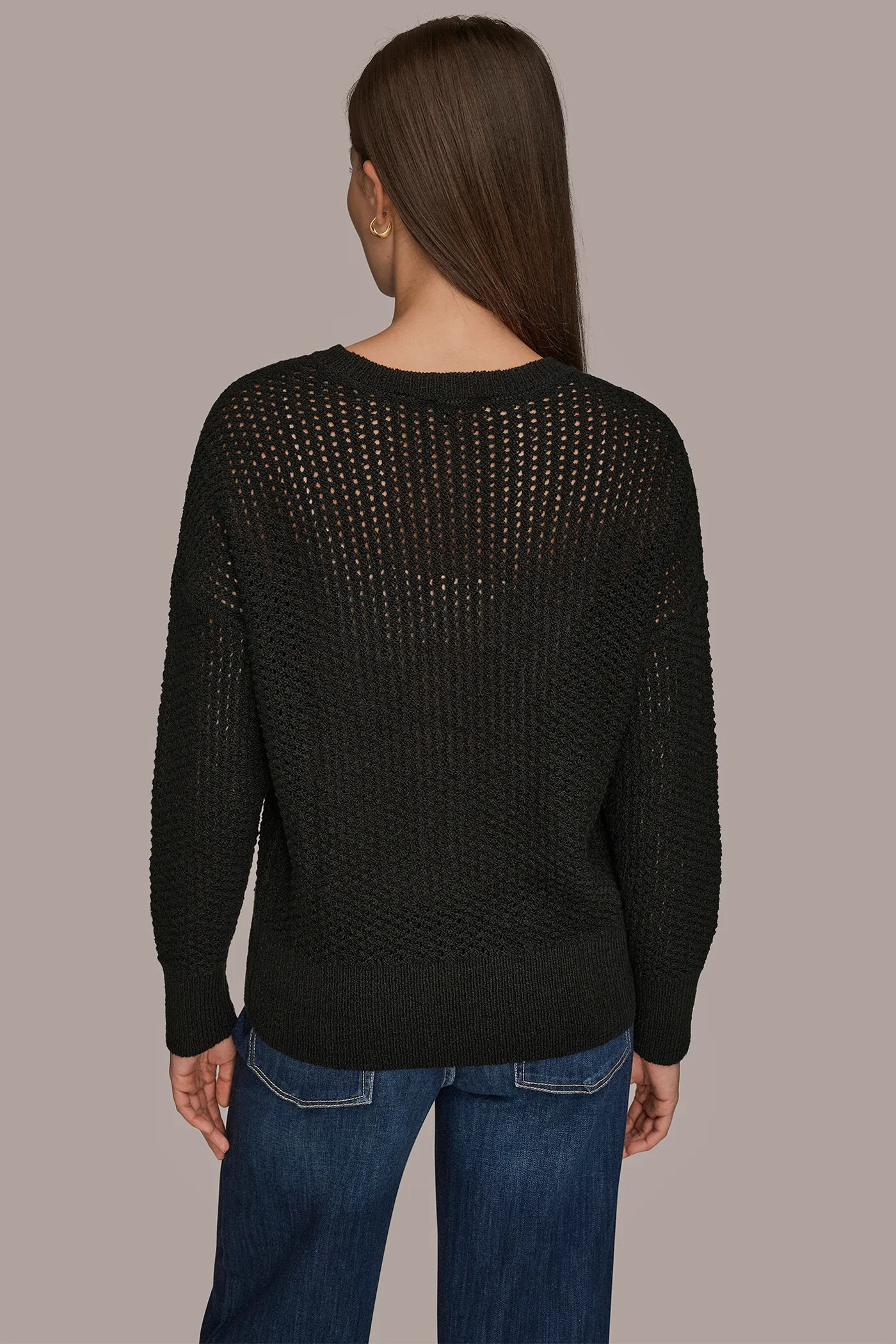 LONG SLEEVE OPEN STITCH SWEATER - VXVOV