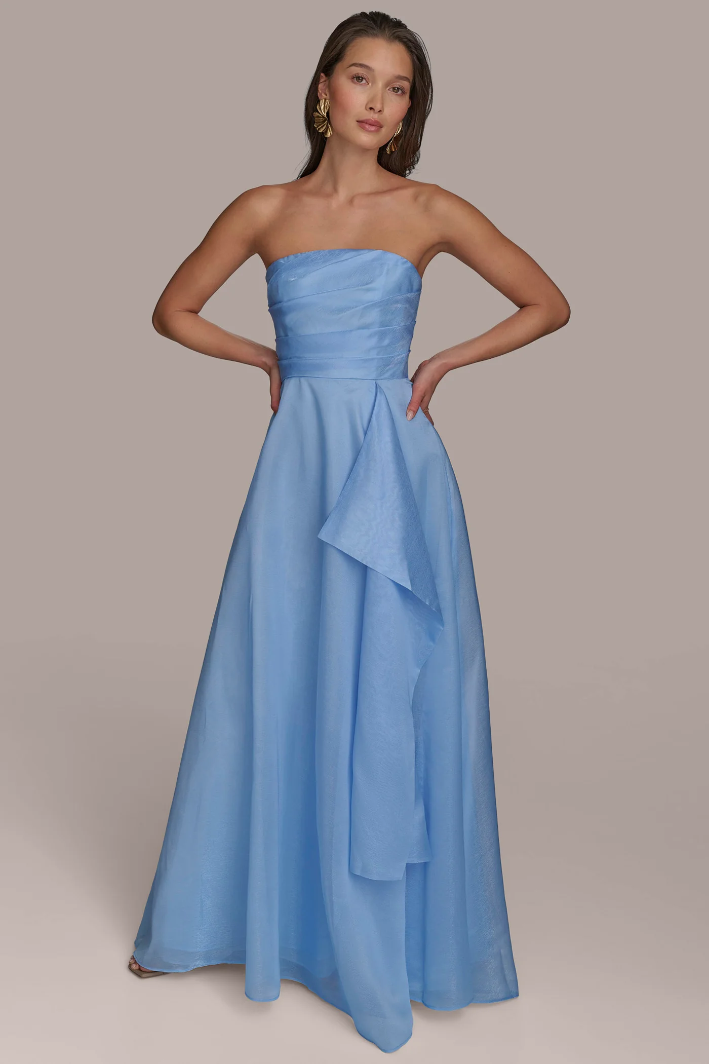 ORGANZA STRAPLESS CASCADING GOWN - VXVOV