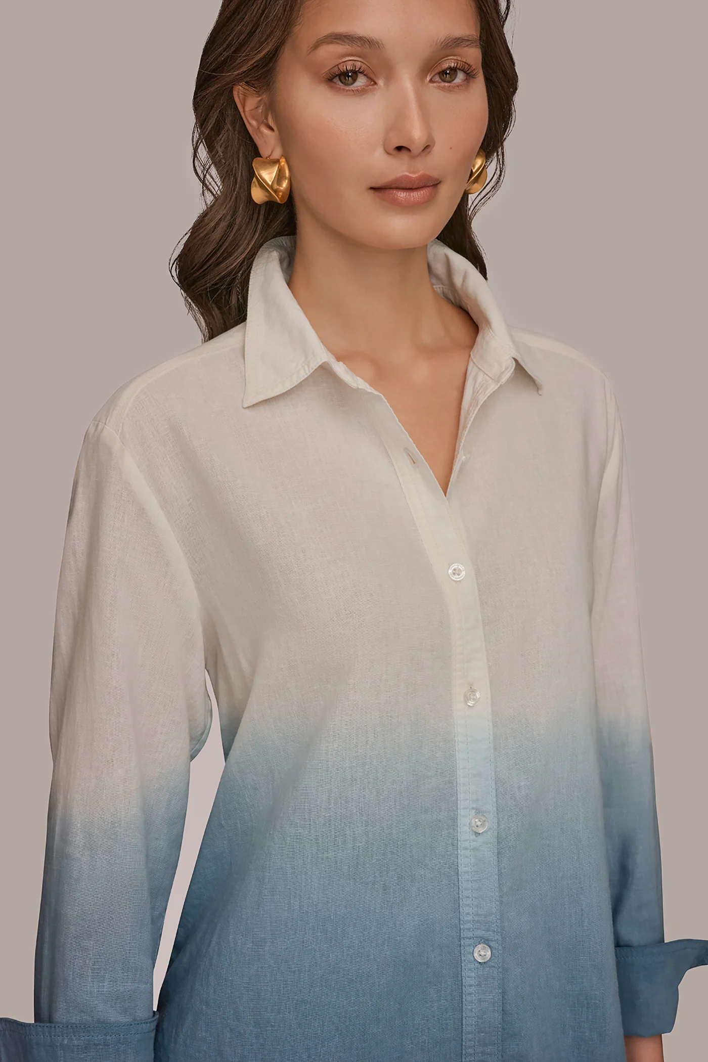 LINEN-BLEND DIP-DYED STRIPED SHIRT - VXVOV
