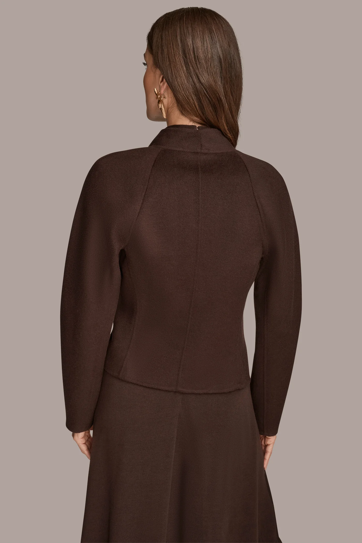 COLLARLESS EMBELLISHED WRAP JACKET - VXVOV