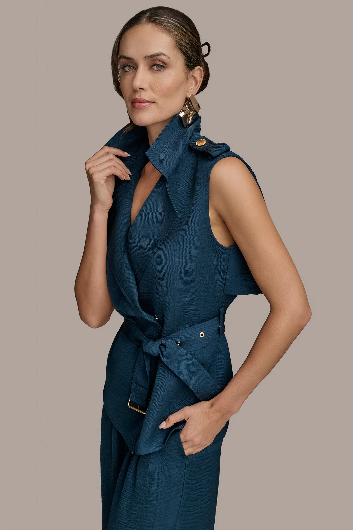 BELTED CRINKLED VEST - VXVOV