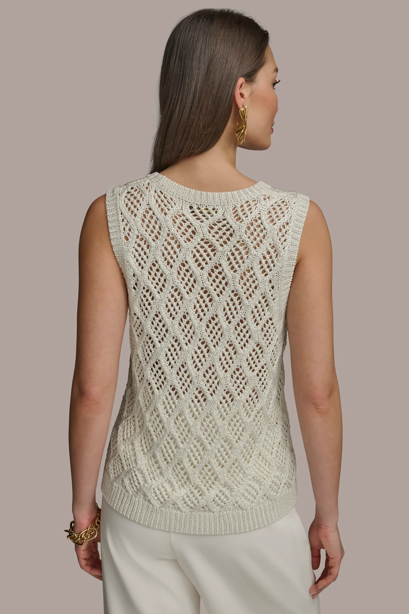 DIAMOND PATTERN CREW NECK TOP - VXVOV