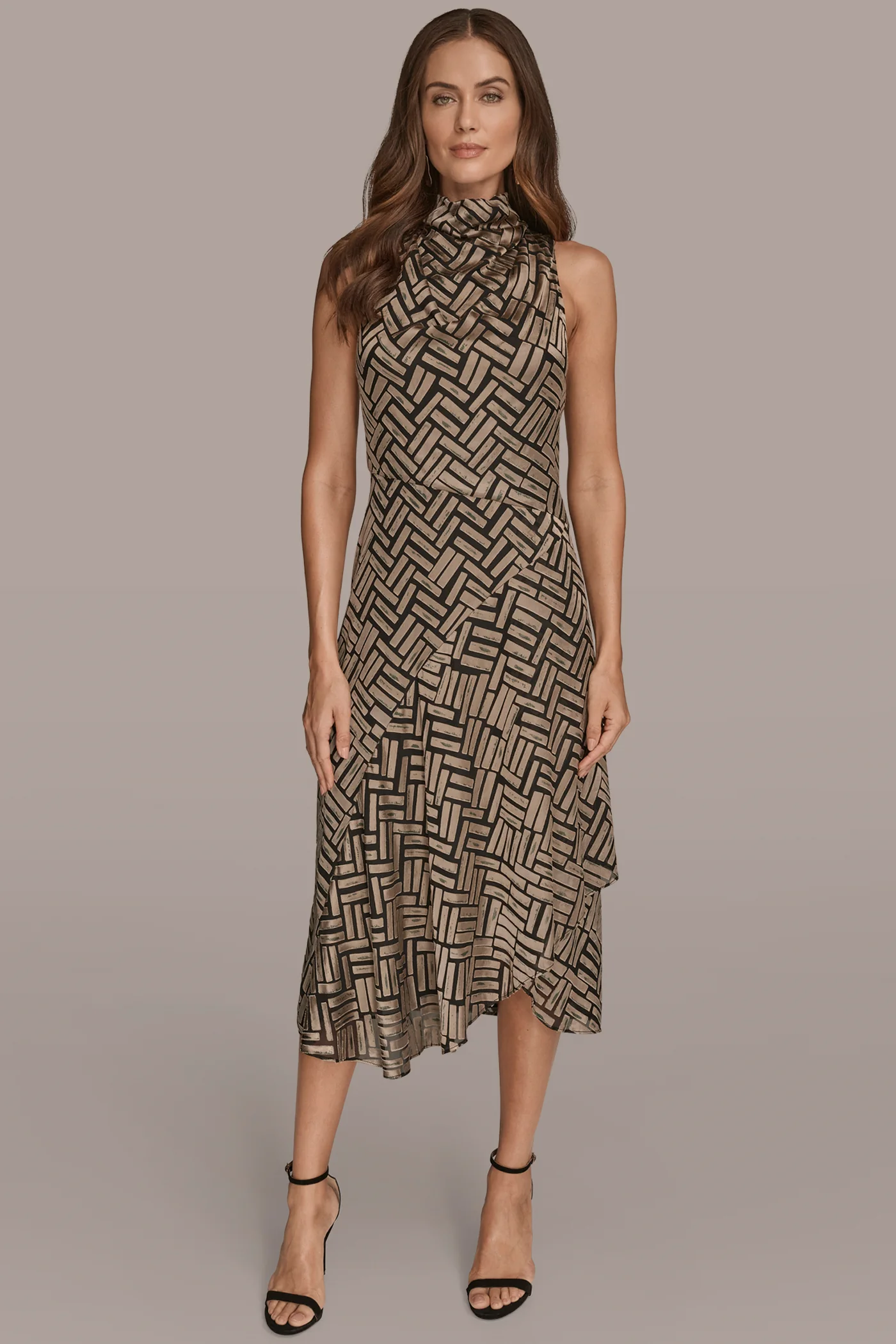SLEEVELESS BURNOUT MIDI ASYMMETRIC DRESS - VXVOV