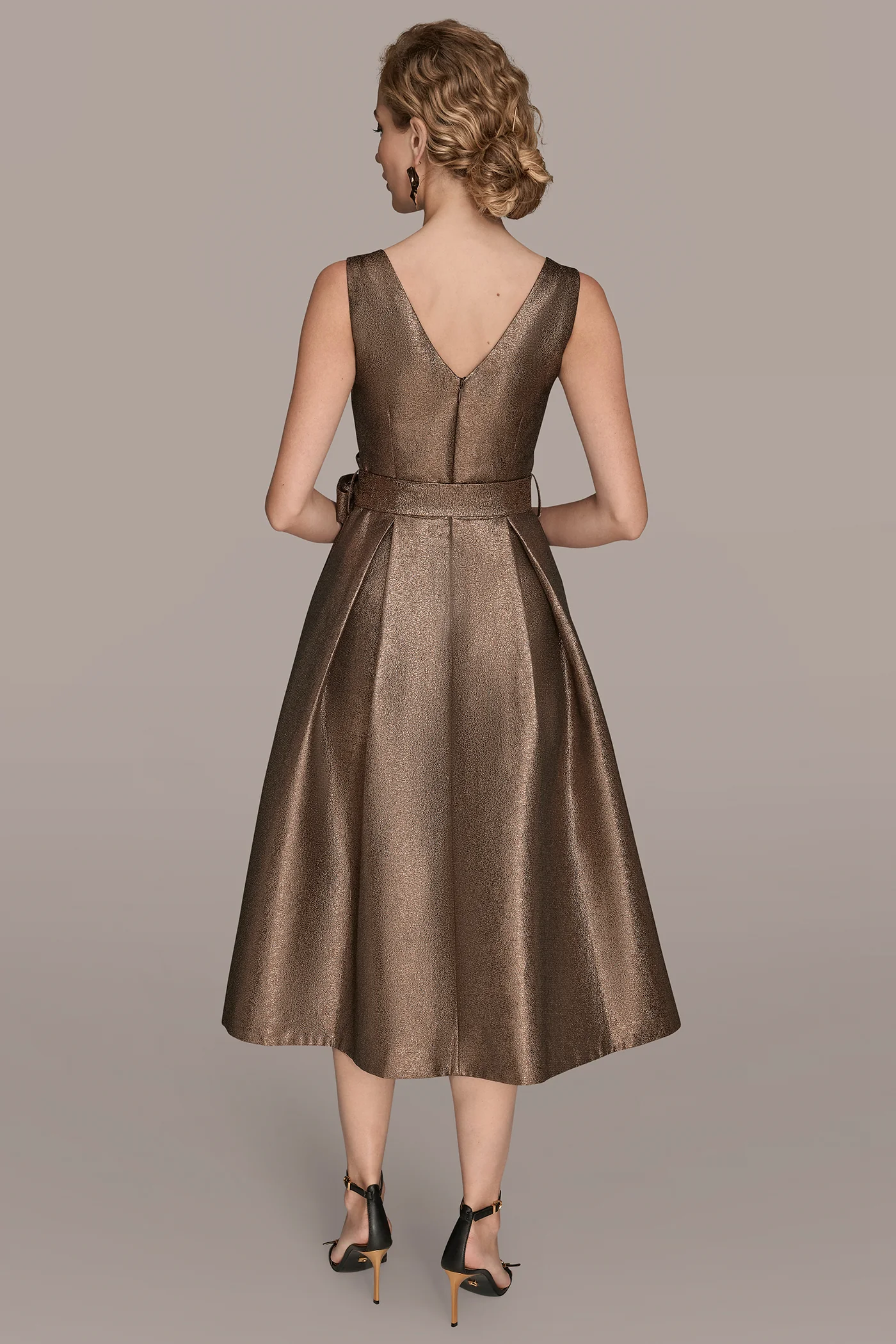 SLEEVELESS WRAP BROCADE MIDI GOWN - VXVOV