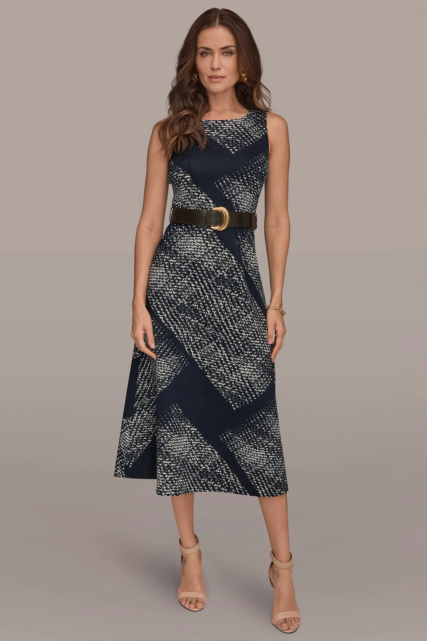 SLEEVELESS PRINTED A-LINE DRESS - VXVOV