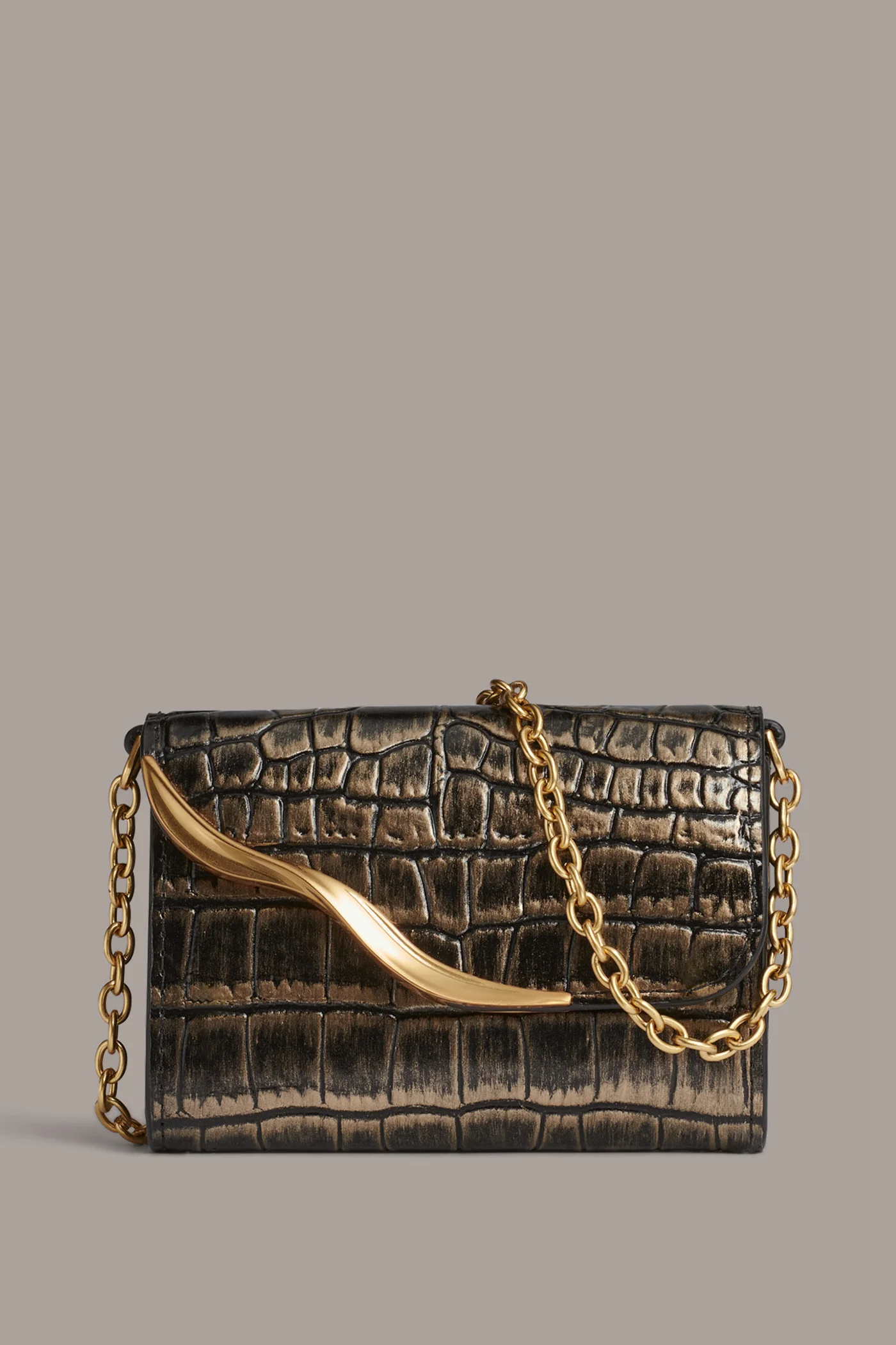 MALVERNE METALLIC CROC-EFFECT MINI CROSSBODY BAG - VXVOV