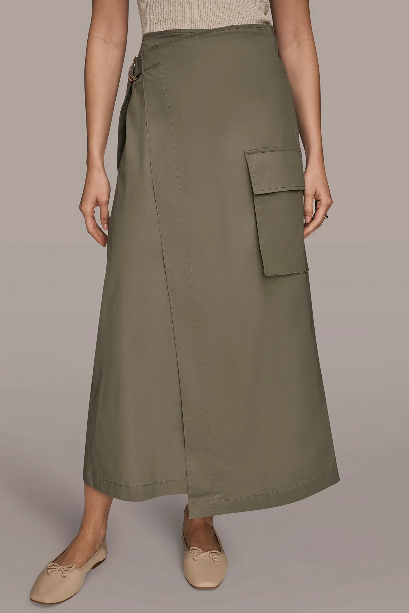 ASYMMETRIC MIDI WRAP CARGO SKIRT - VXVOV