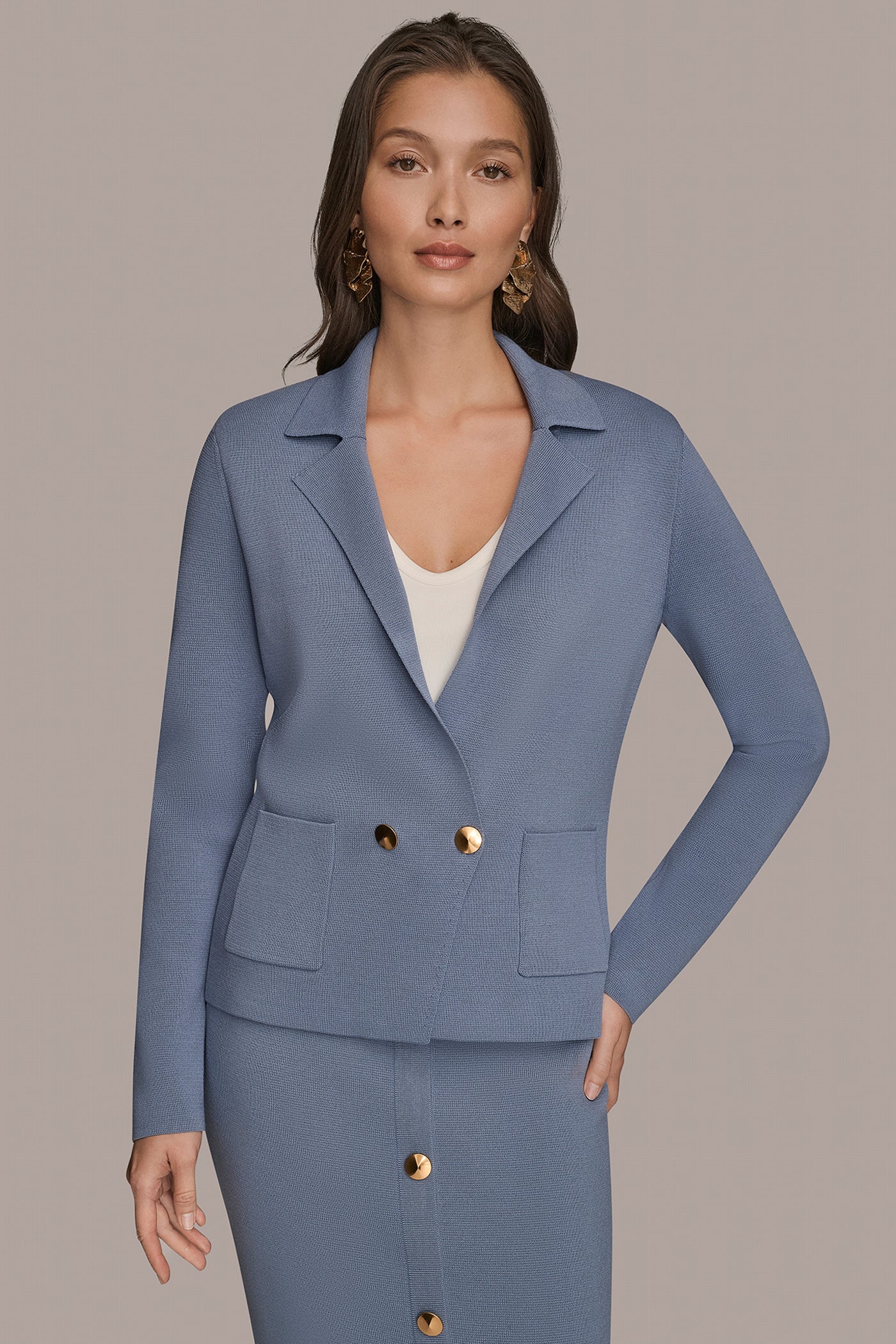 DOUBLE-BREASTED KNIT BLAZER - VXVOV