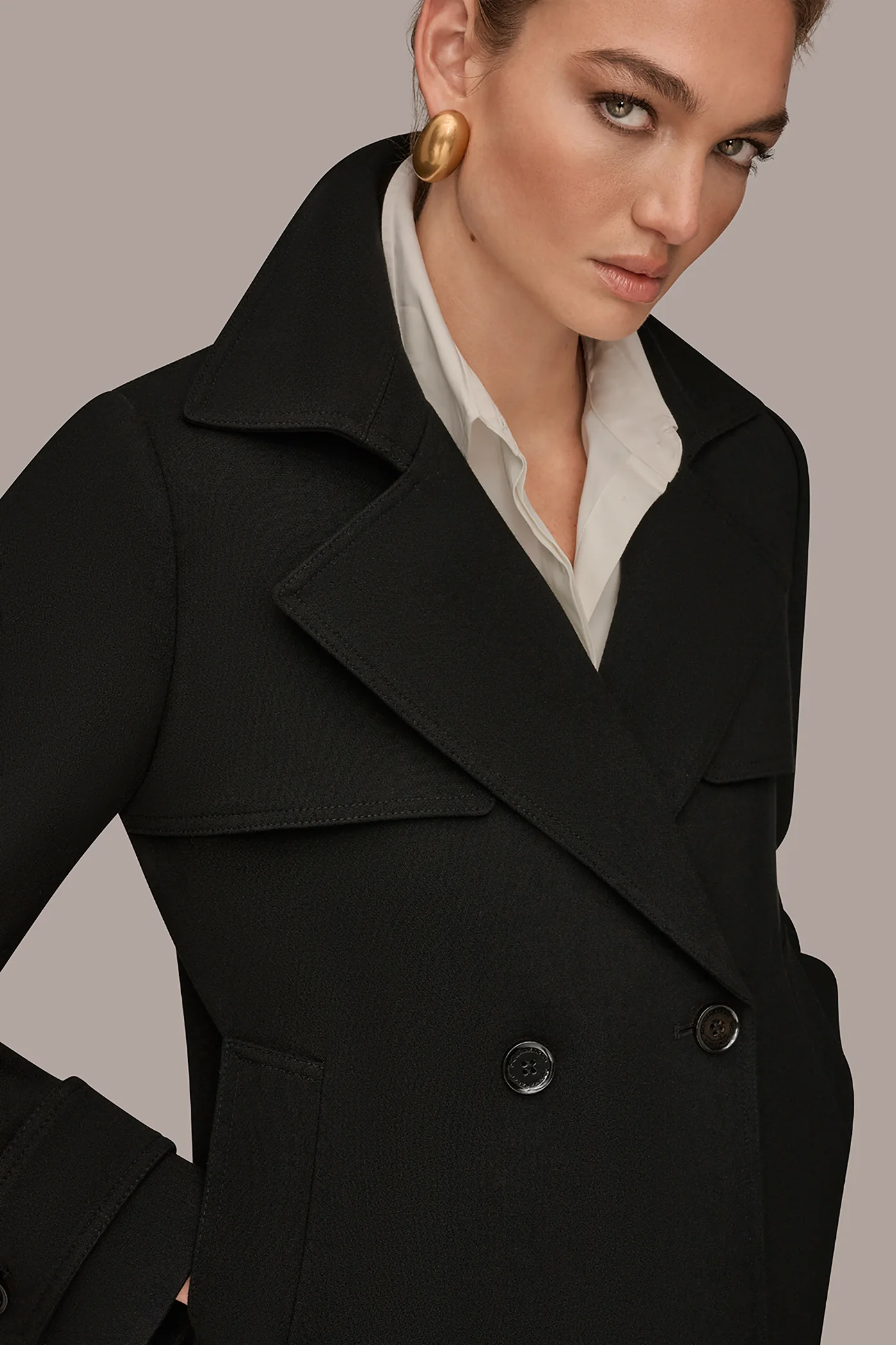 CROPPED DOUBLE-BREASTED TRENCH COAT - VXVOV