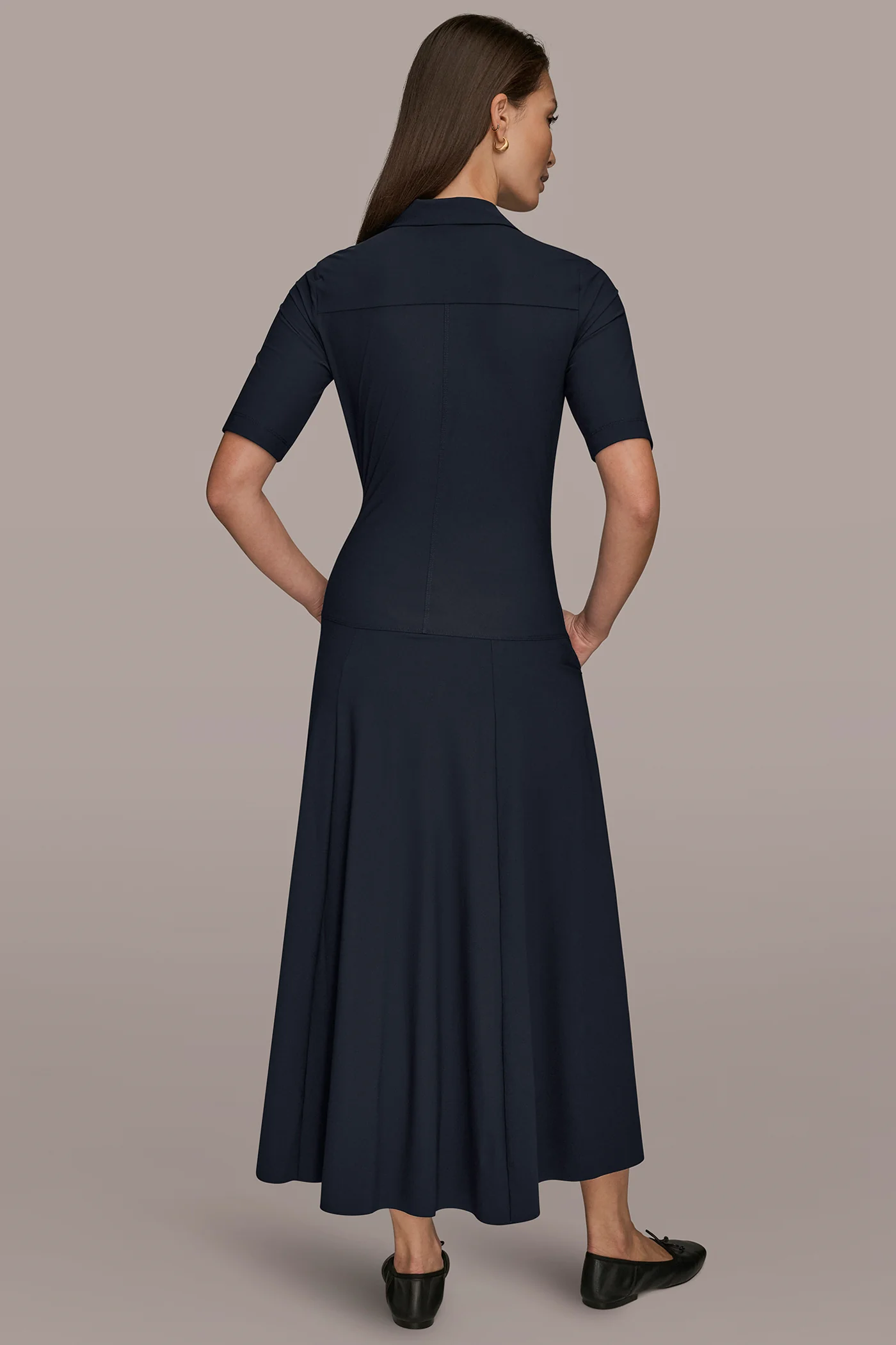 ELBOW SLEEVE MIDI POLO DRESS - VXVOV