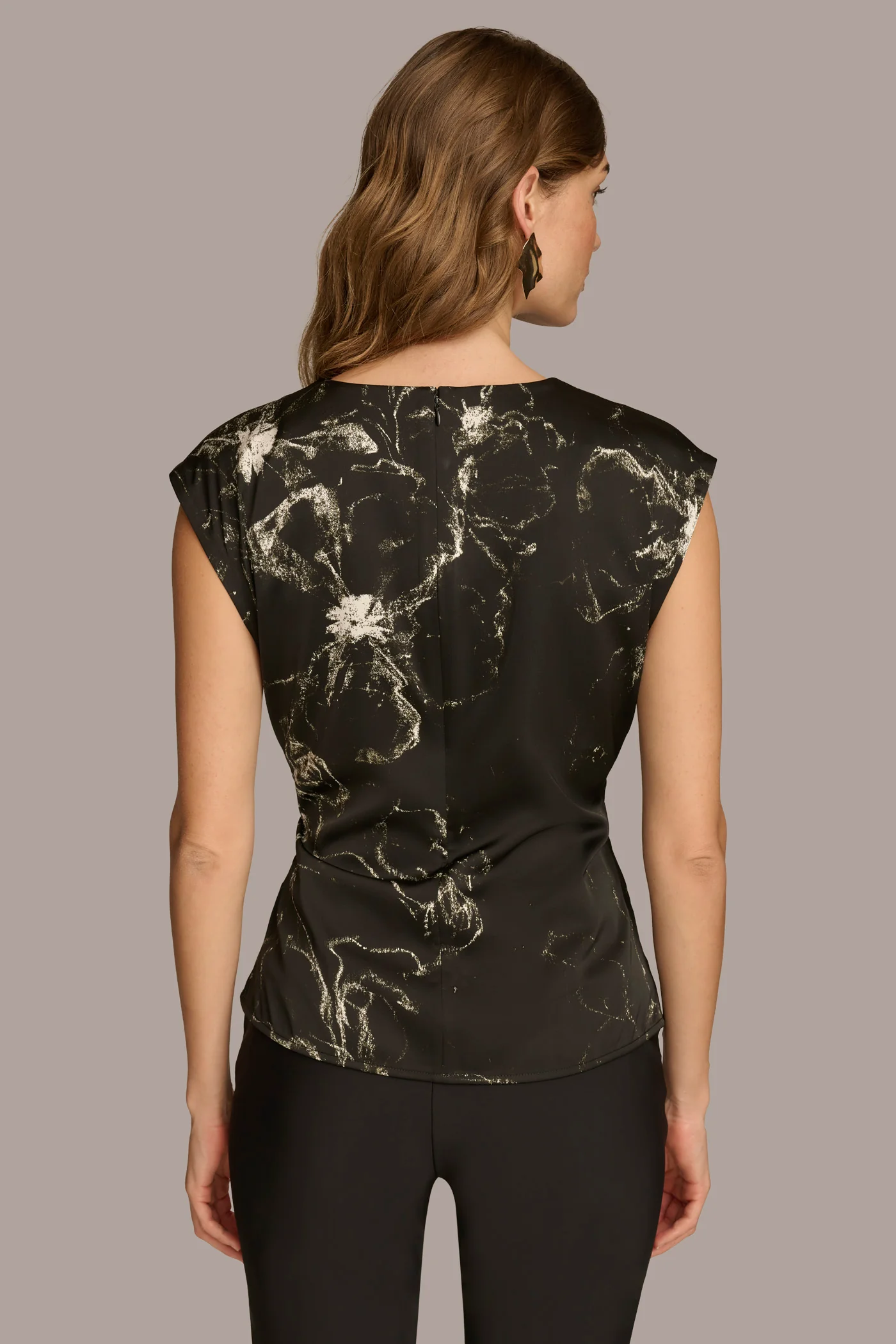 PRINTED CAP SLEEVE WITH DARTS - VXVOV
