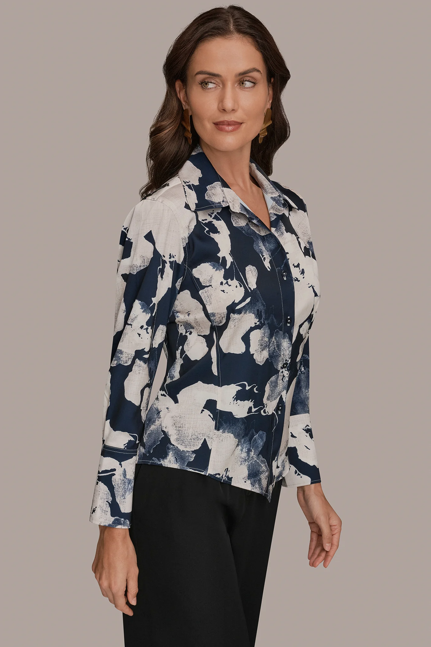 FLORAL PRINT HIGH-LOW BLOUSE - VXVOV