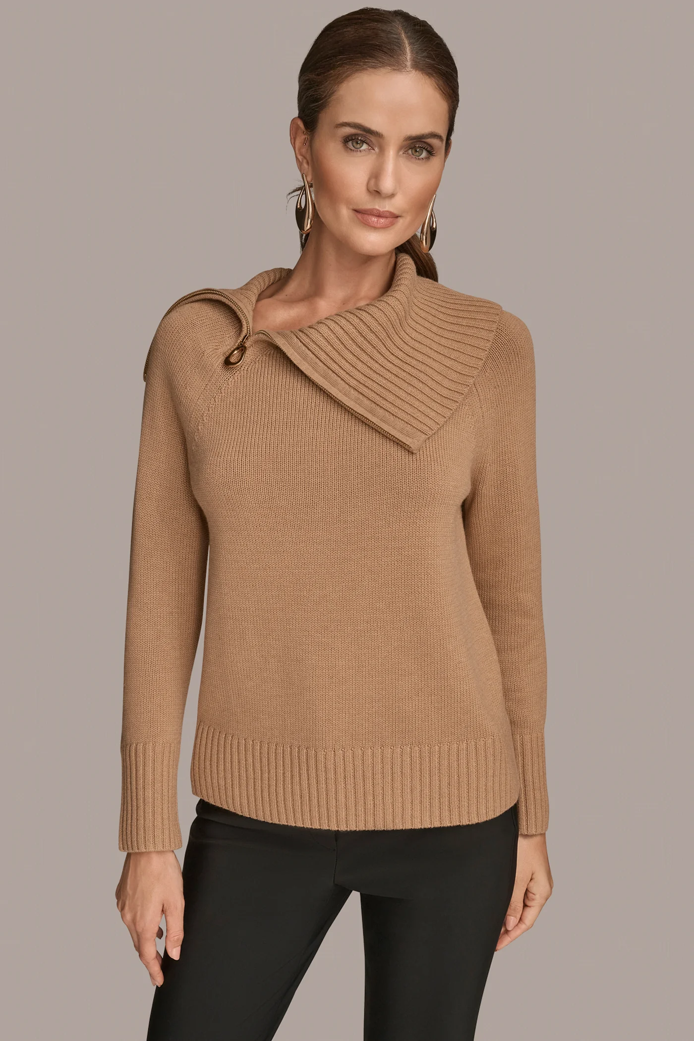 ZIP SPLIT TURTLENECK SWEATER - VXVOV