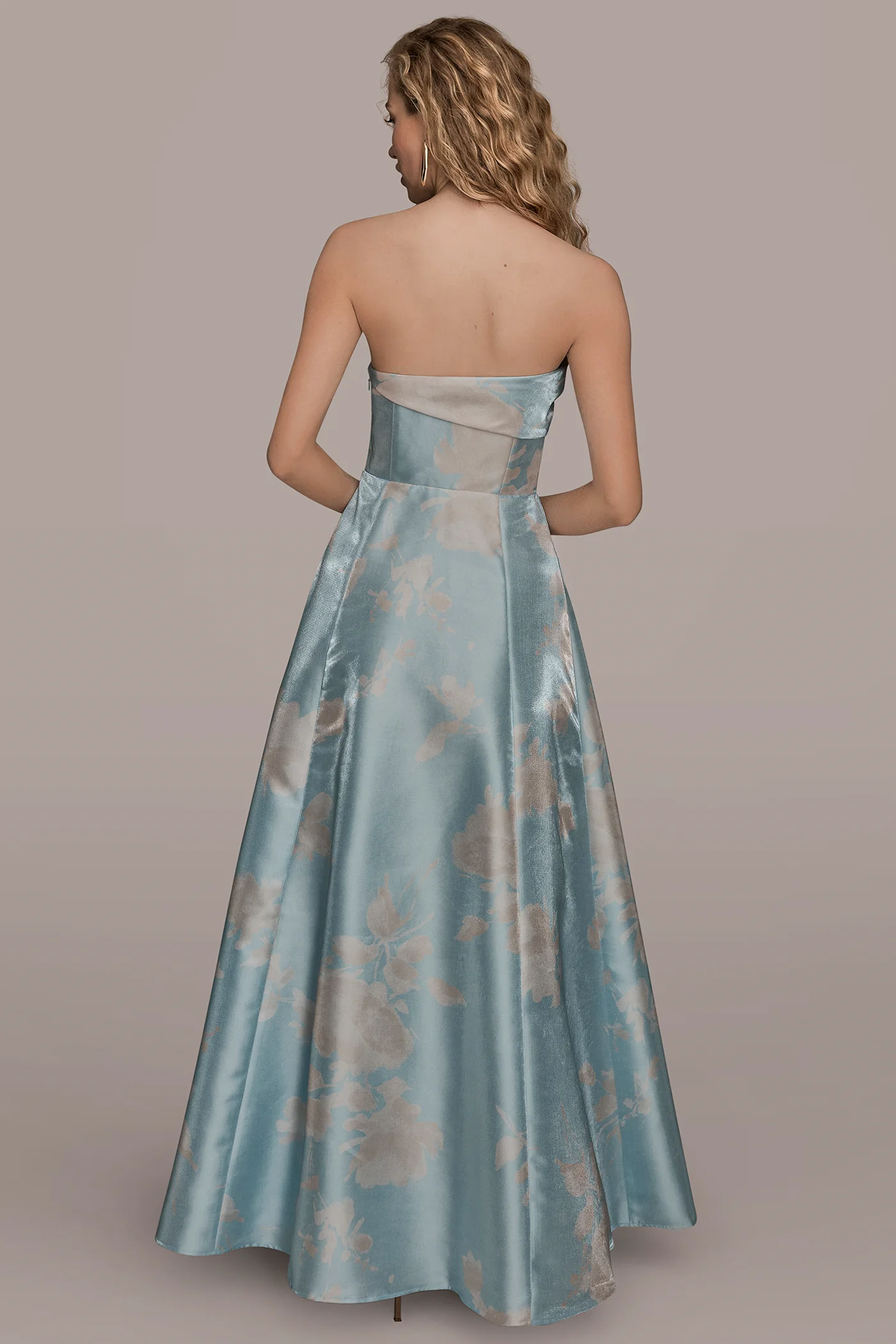 MIKADO FLORAL STRAPLESS BALL GOWN - VXVOV