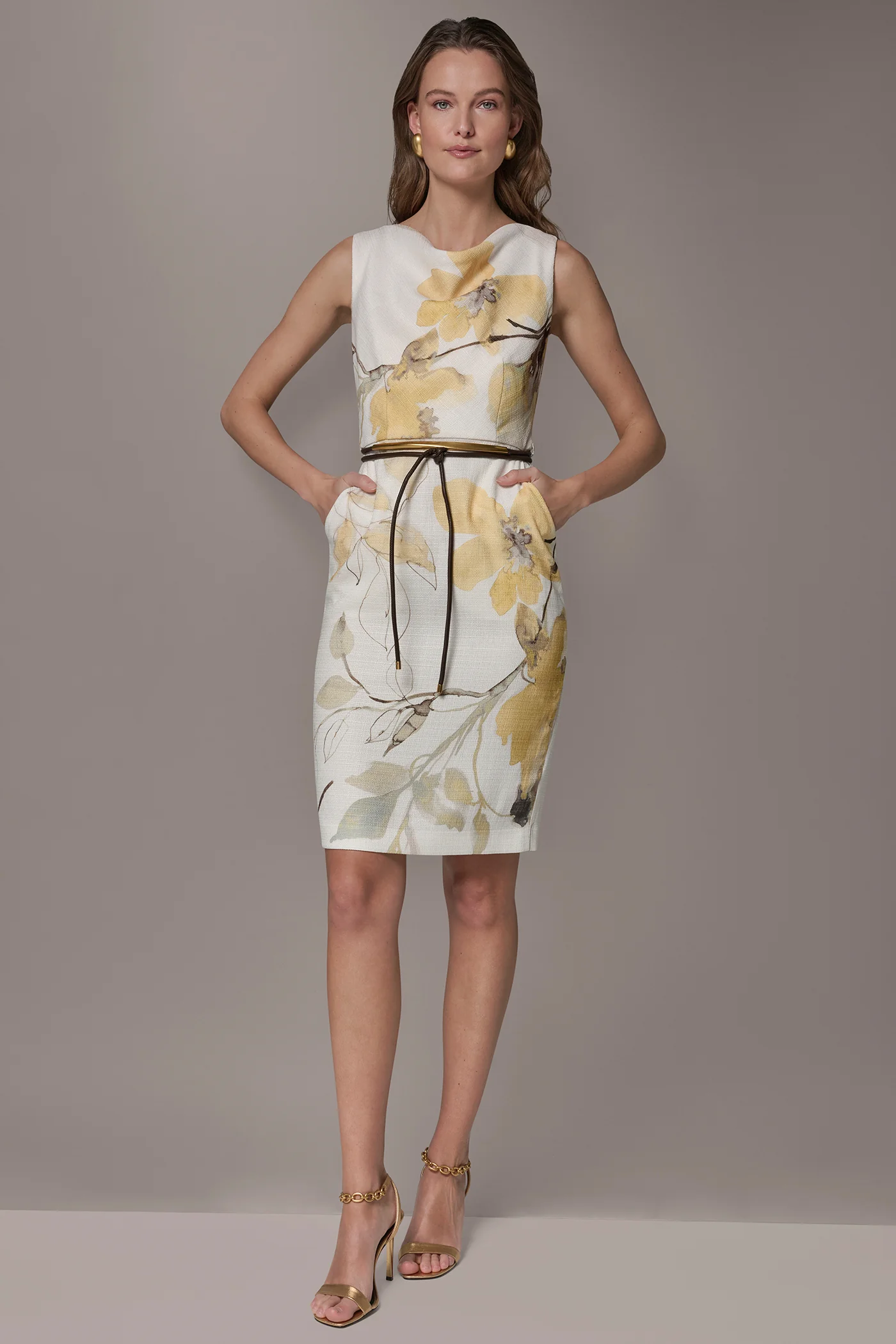 TWEED FLORAL SLEEVELESS SHEATH DRESS - VXVOV