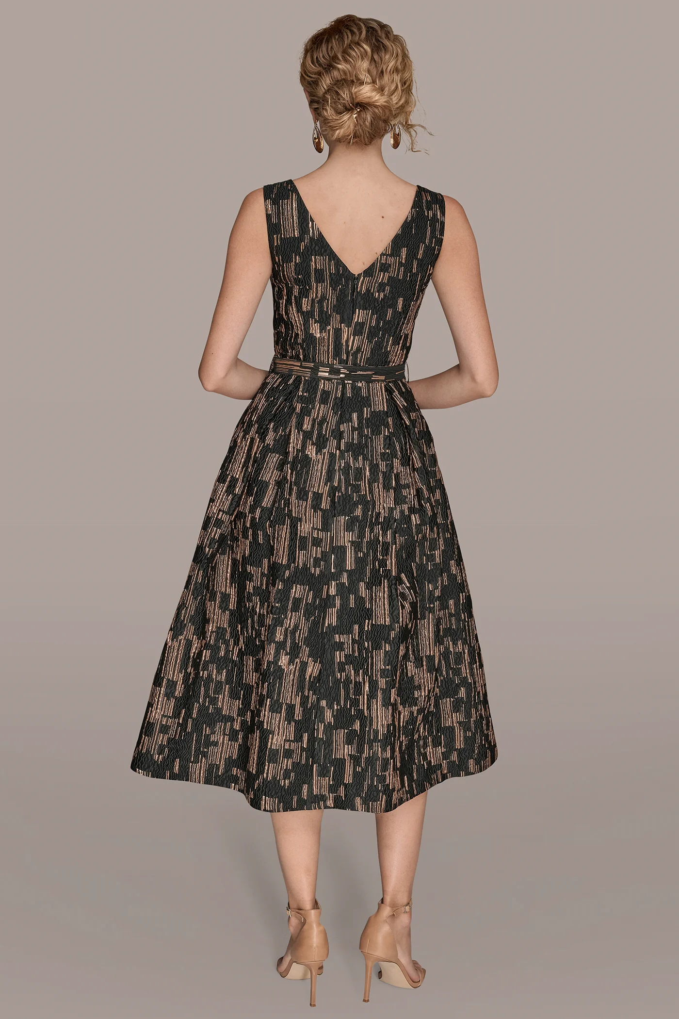 SLEEVELESS WRAP BROCADE MIDI GOWN - VXVOV