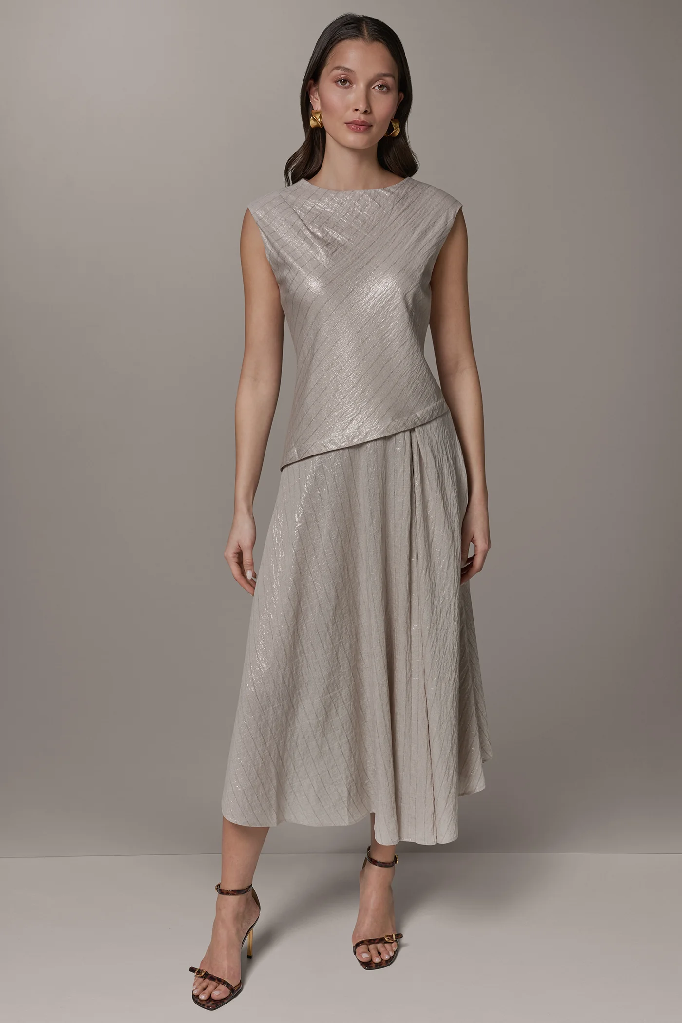 CAP SLEEVE ASYMMETRIC MIDI FIT AND FLARE DRESS - VXVOV