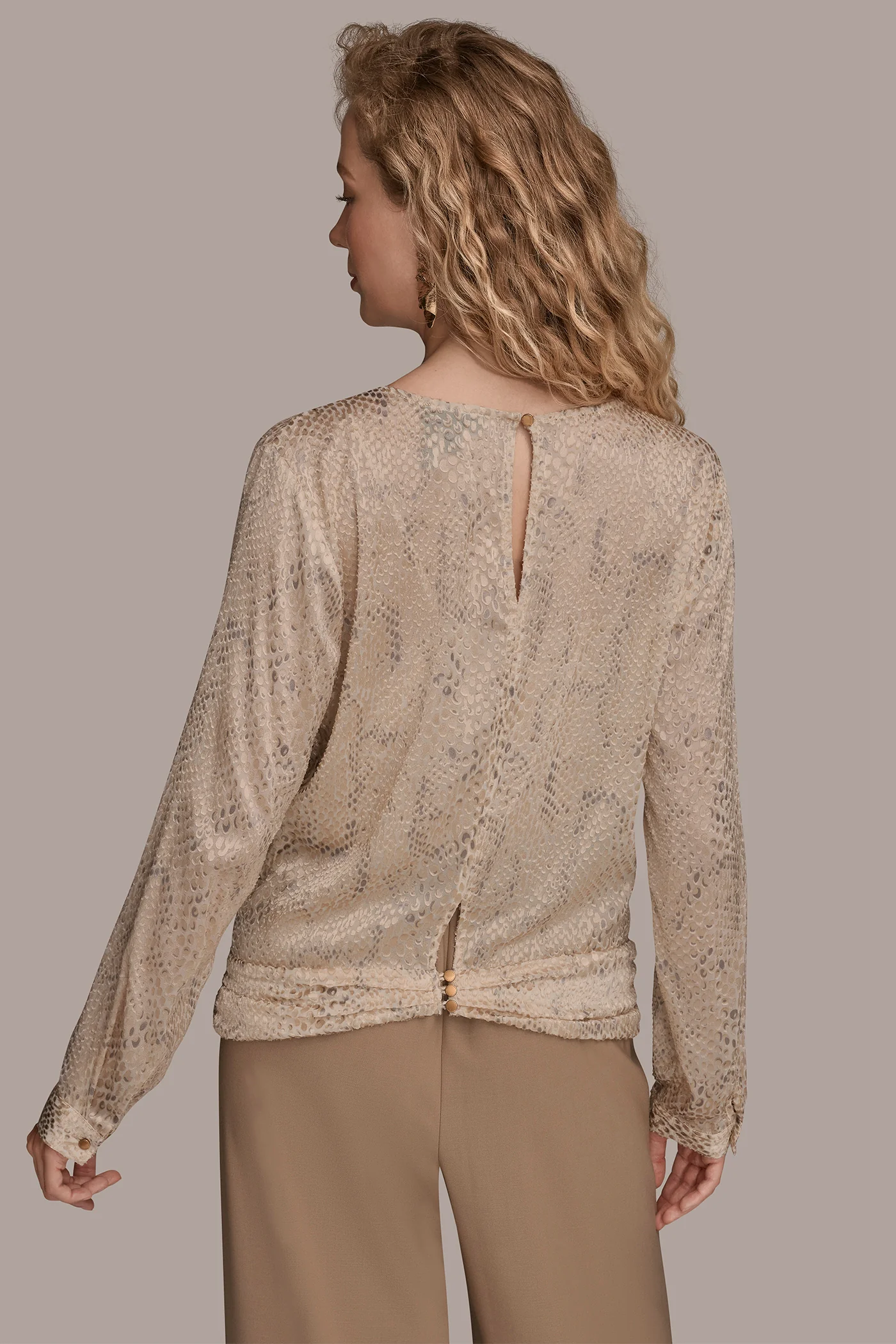 LONG SLEEVE CROC-JACQUARD BLOUSE - VXVOV