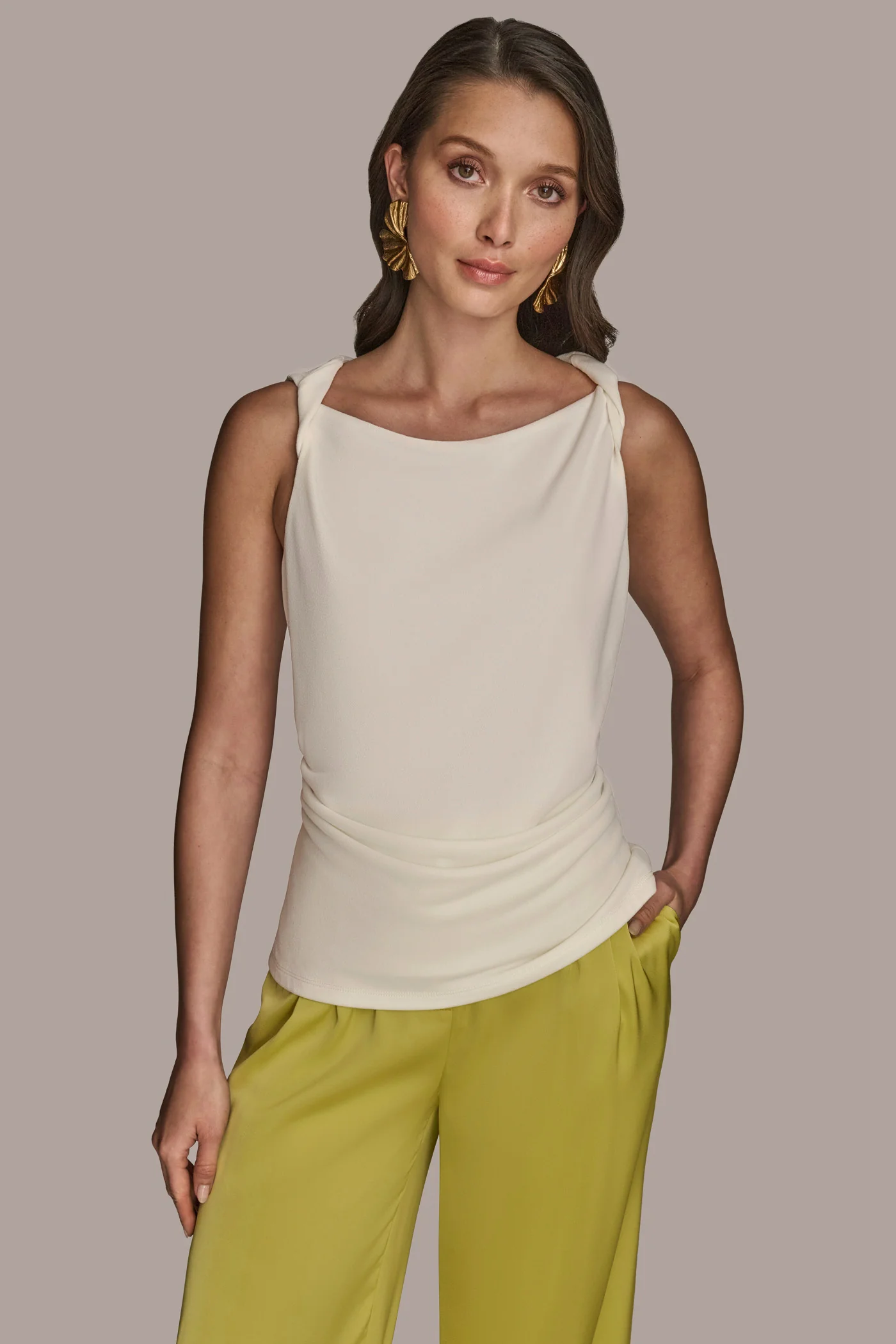 Twist Strap Ruched Tank - VXVOV