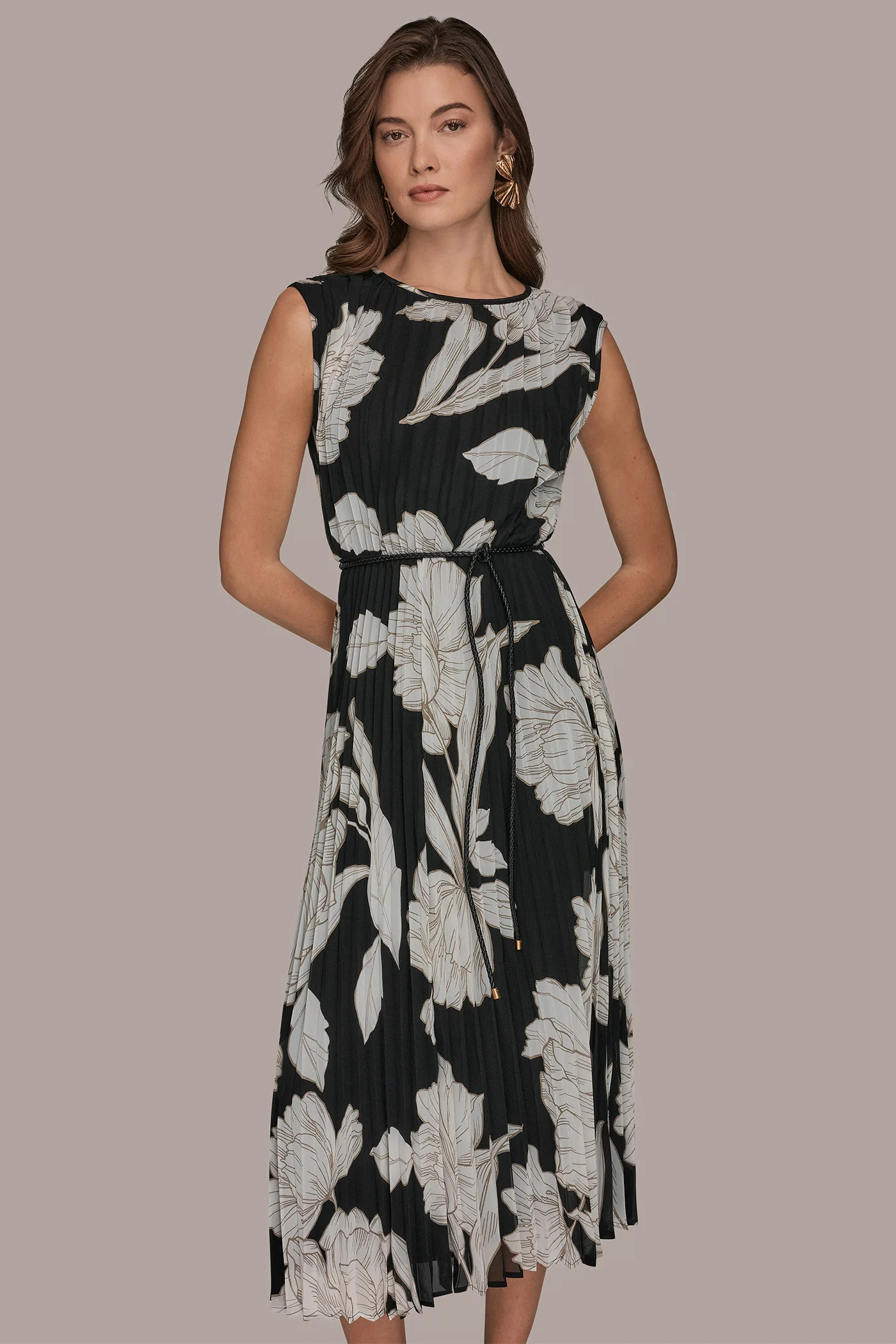 CHIFFON FLORAL MIDI A-LINE DRESS - VXVOV