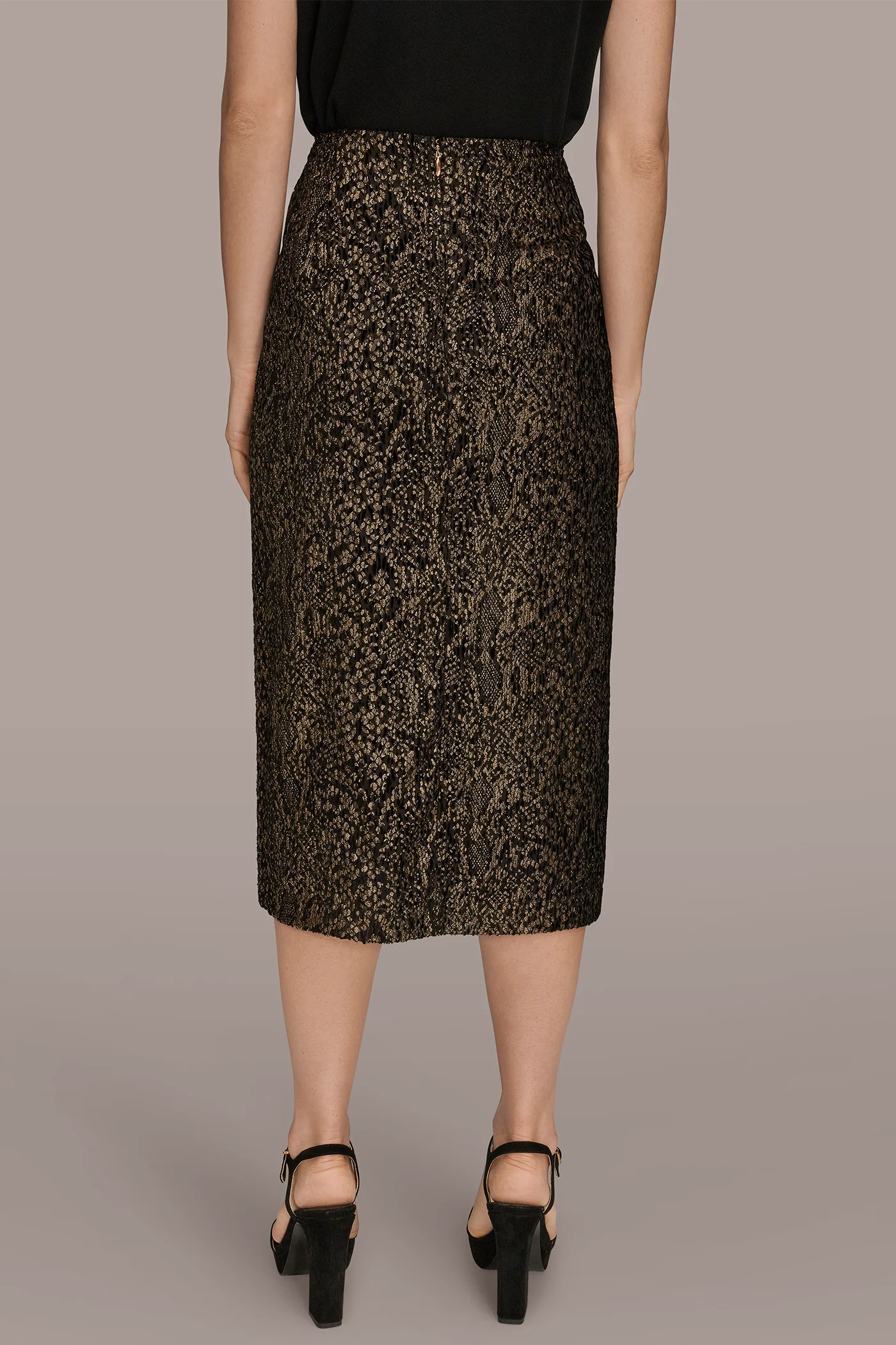 WRAP METALLIC MIDI PENCIL SKIRT - VXVOV