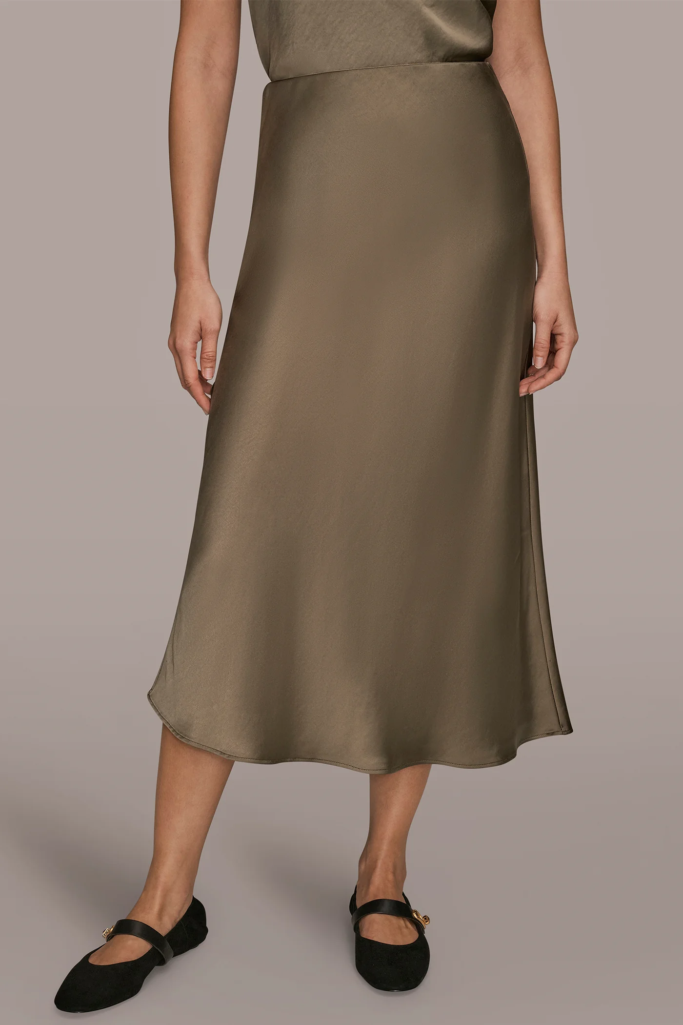 SATIN MIDI A-LINE SKIRT - VXVOV