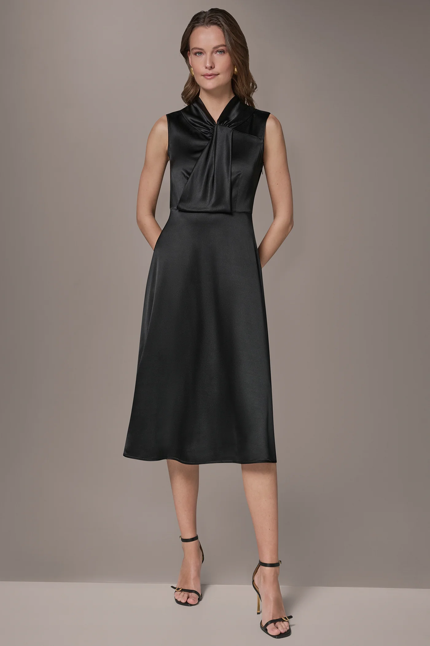 SILK-CHARMEUSE MIDI A-LINE DRESS - VXVOV