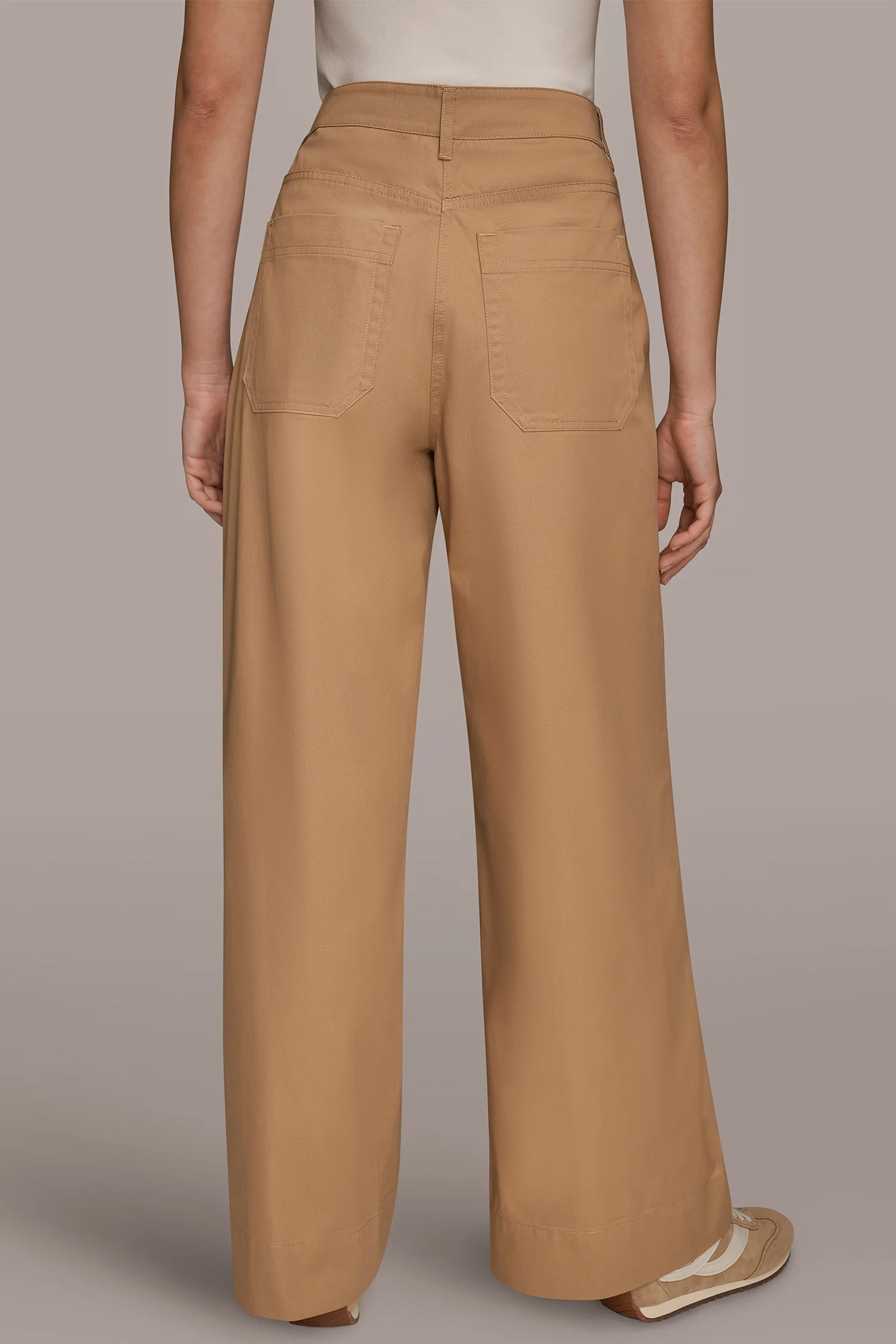 COTTON HIGH-RISE PINTUCKED WIDE-LEG TROUSER - VXVOV