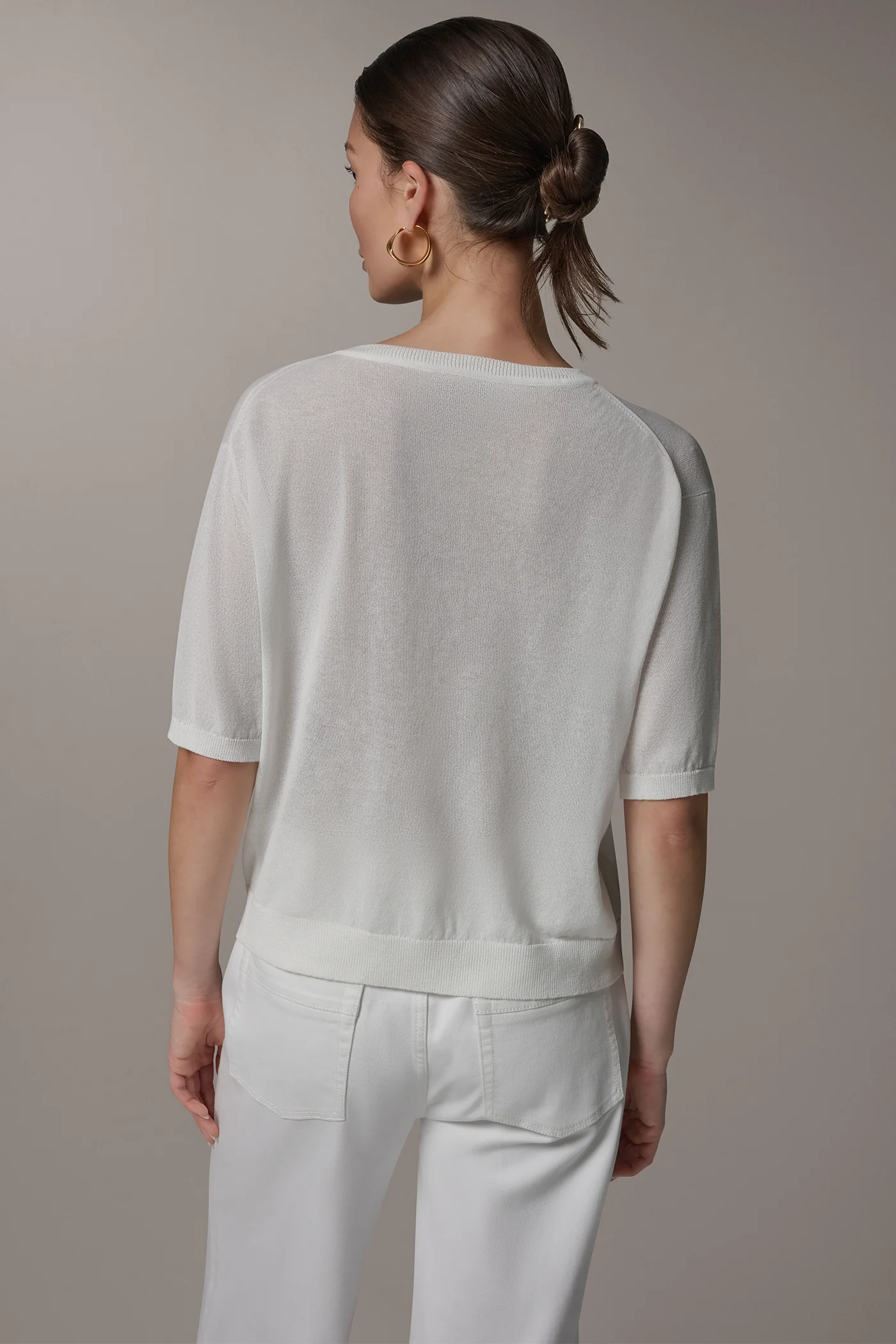 ELBOW-SLEEVE CREW NECK SWEATER - VXVOV