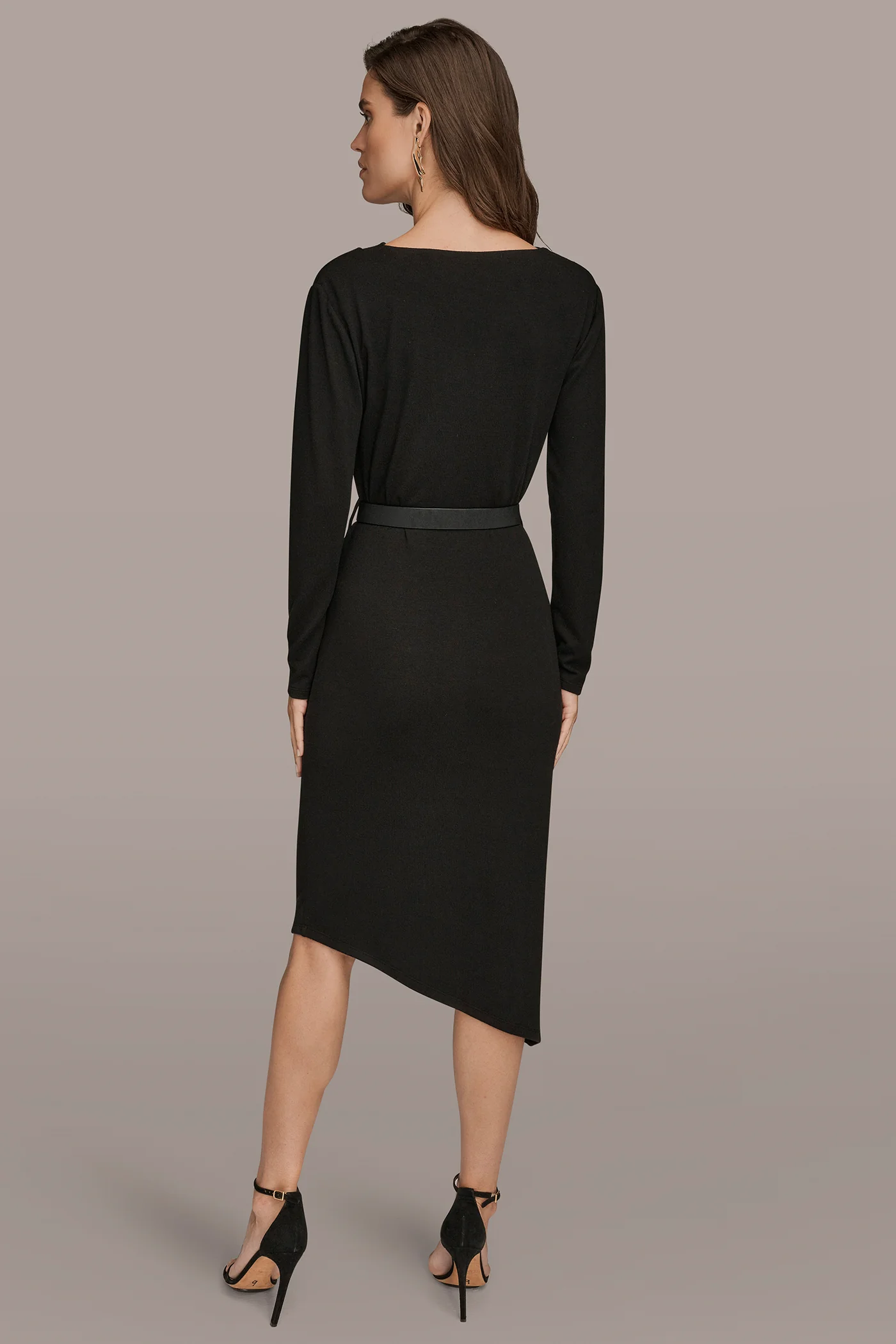 LONG SLEEVE MIDI ASYMMETRIC SHEATH DRESS - VXVOV