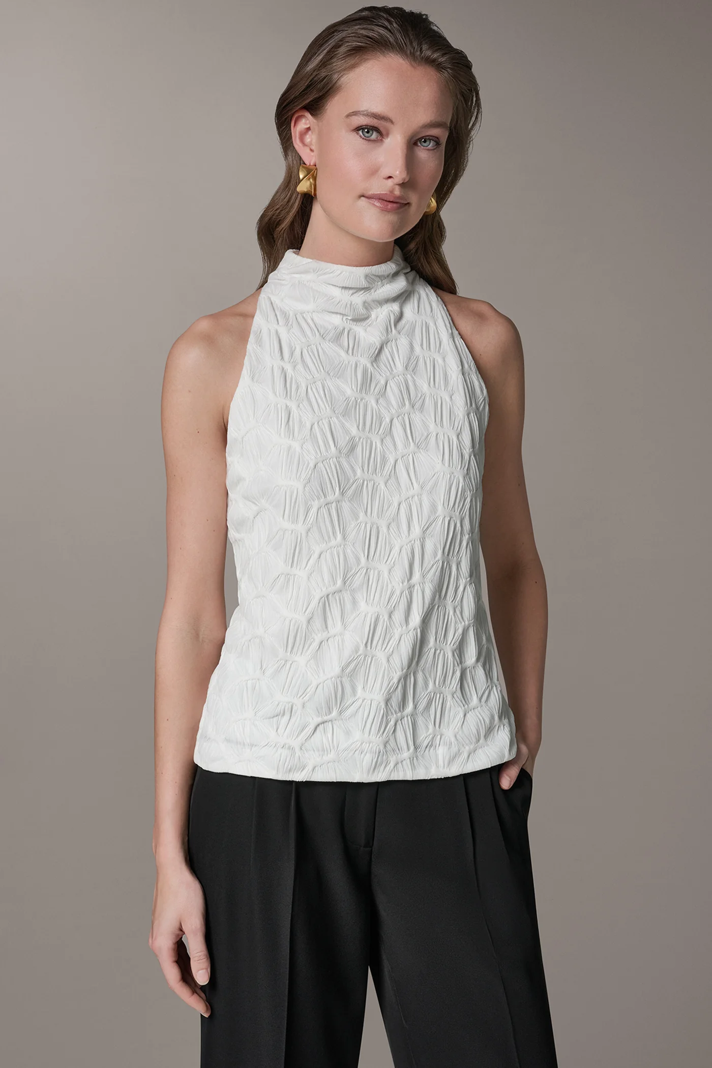 TEXTURED MOCK-NECK TOP - VXVOV