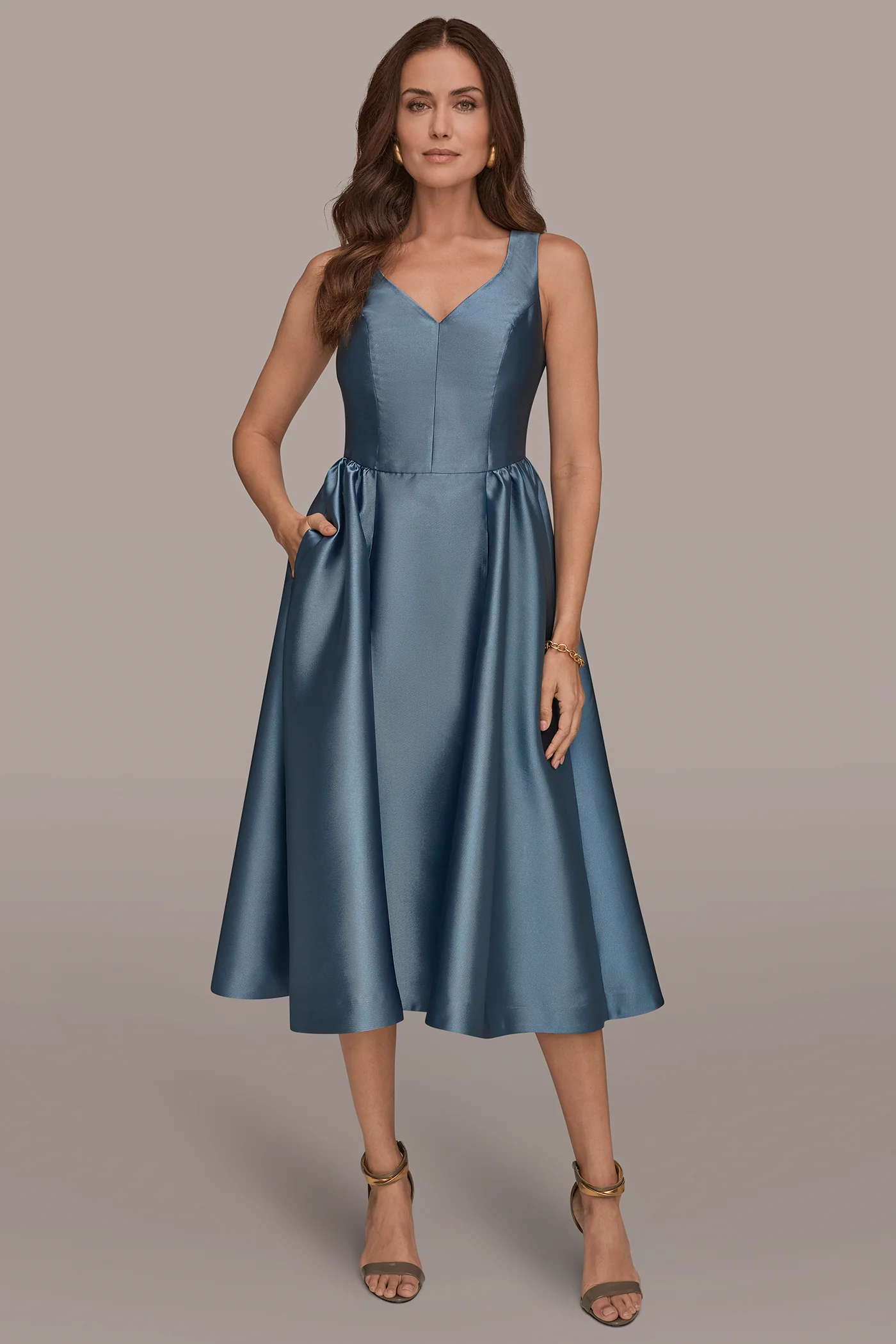 MIKADO SLEEVELESS FLORAL MIDI GOWN - VXVOV