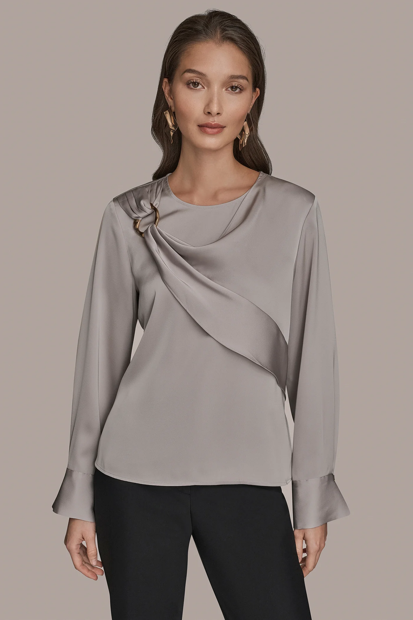 LONG SLEEVE DRAPE BLOUSE - VXVOV
