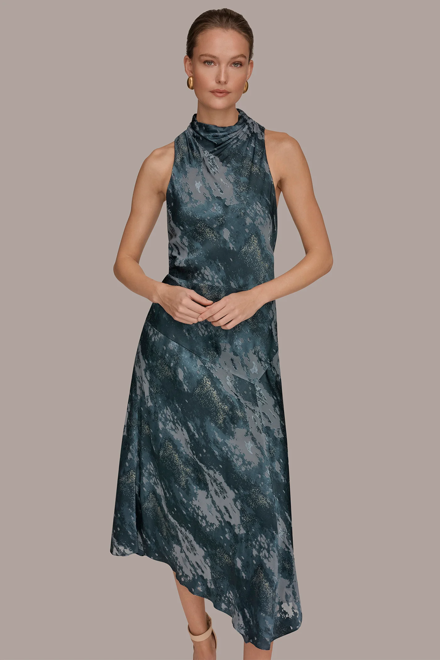 SLEEVELESS METALLIC BURNOUT DRESS - VXVOV