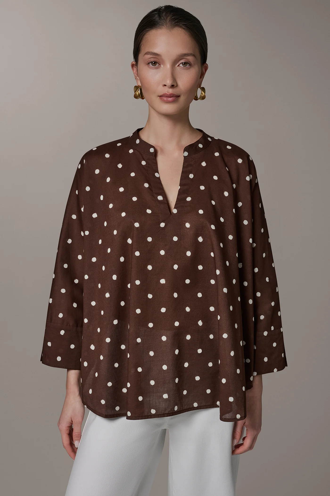 POLKA DOT LONG SLEEVE BLOUSE - VXVOV