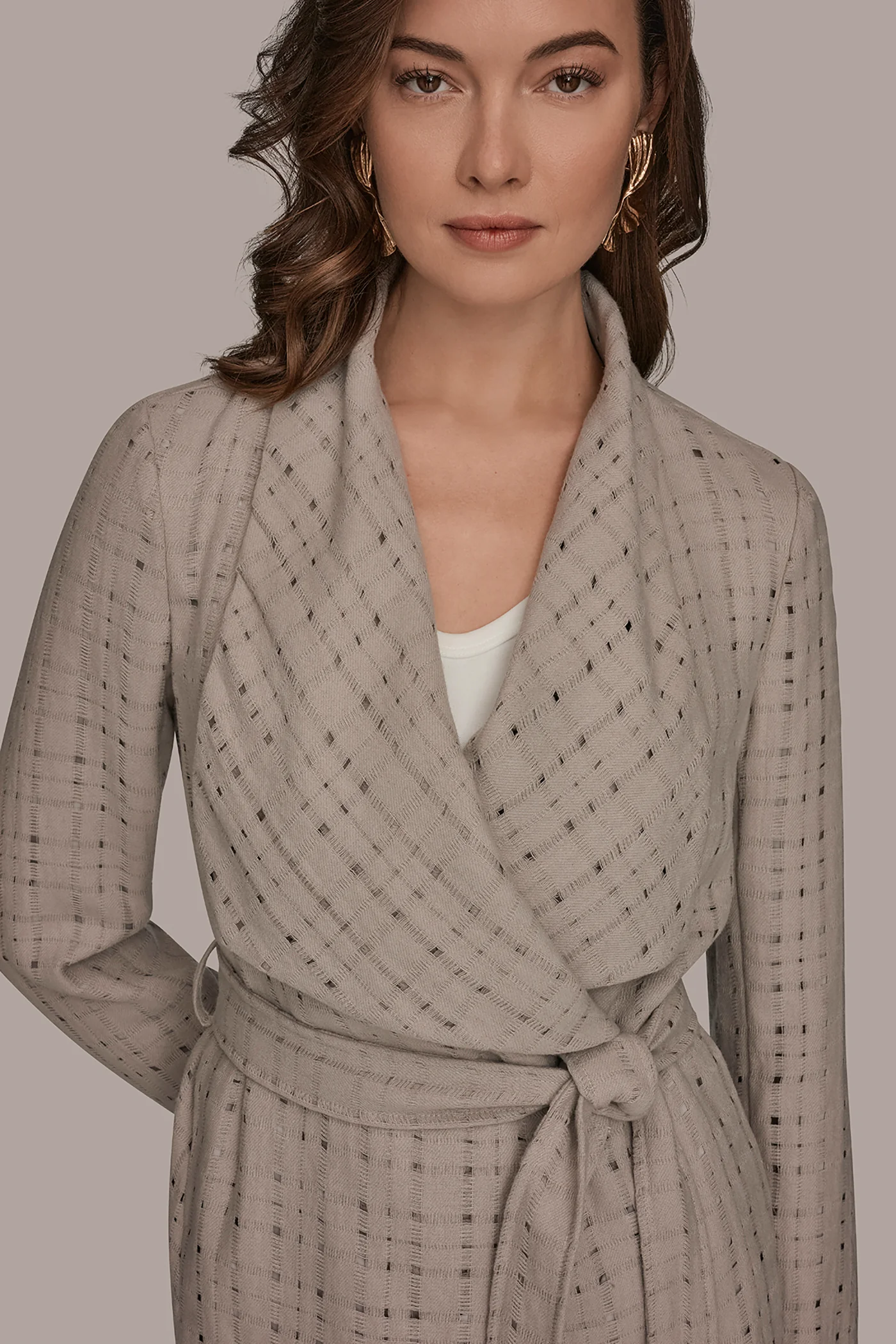 PERFORATED WRAP JACKET WITH BELT - VXVOV