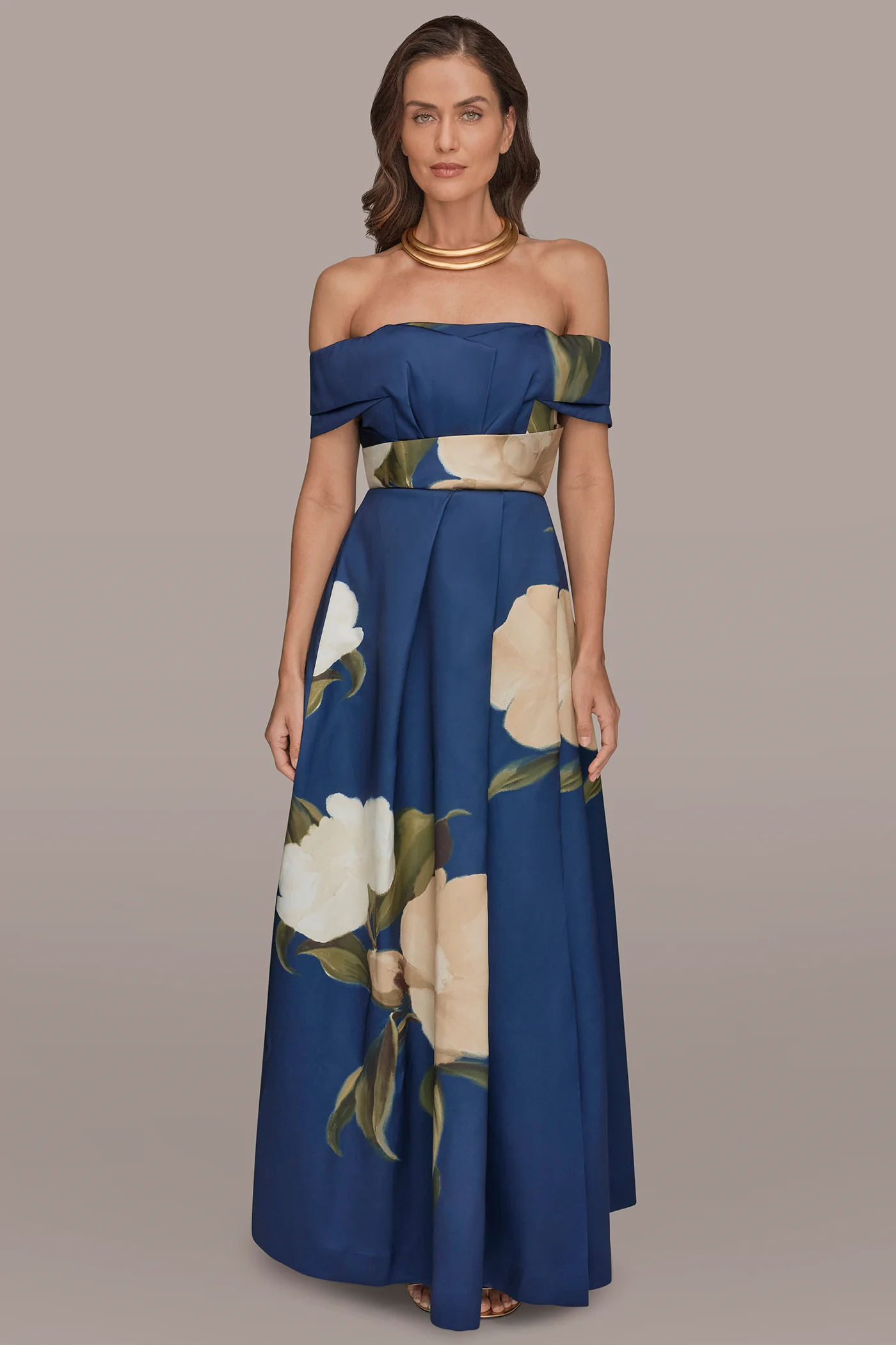 MIKADO FLORAL OFF-THE-SHOULDER BALL GOWN - VXVOV