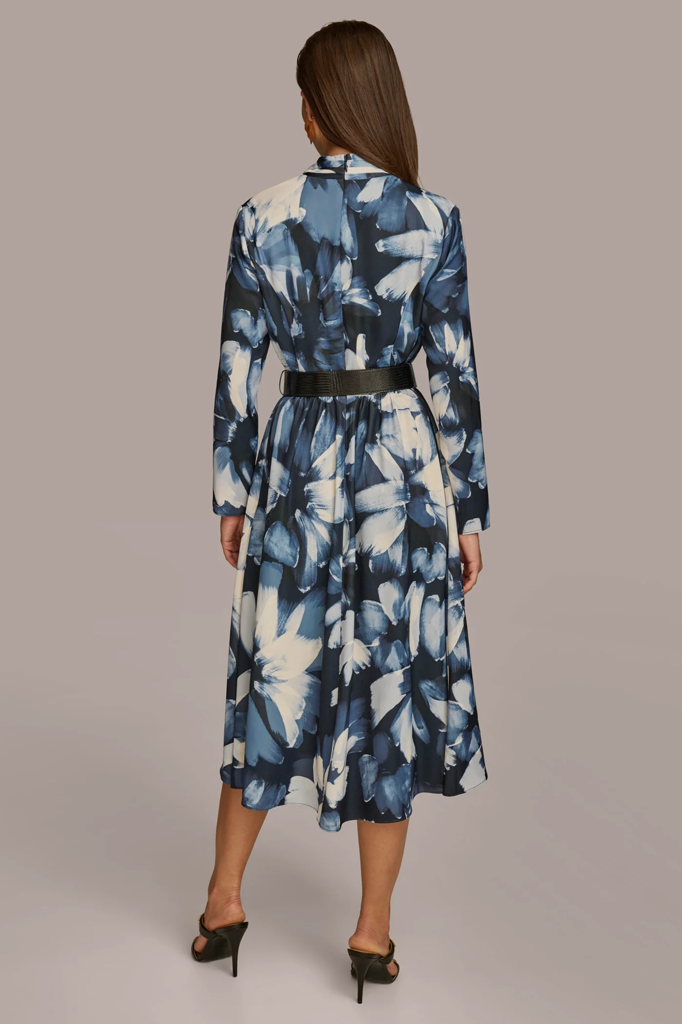 FLORAL BELTED A LINE MIDI DRESS - VXVOV