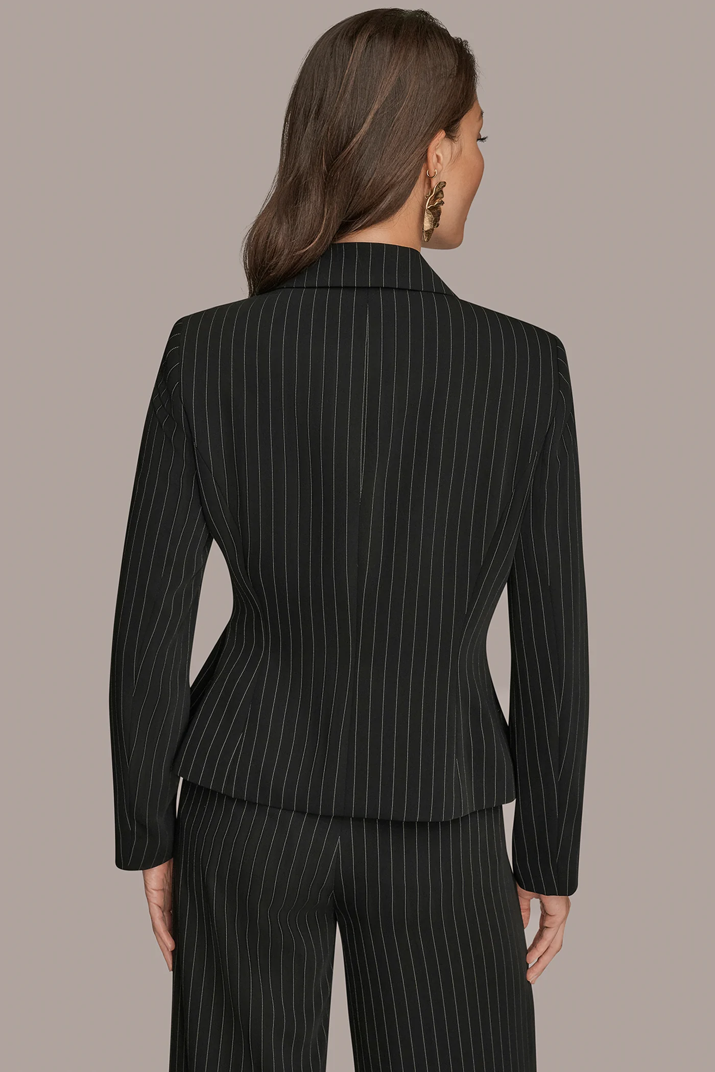 BELTED PINSTRIPED WRAP BLAZER - VXVOV