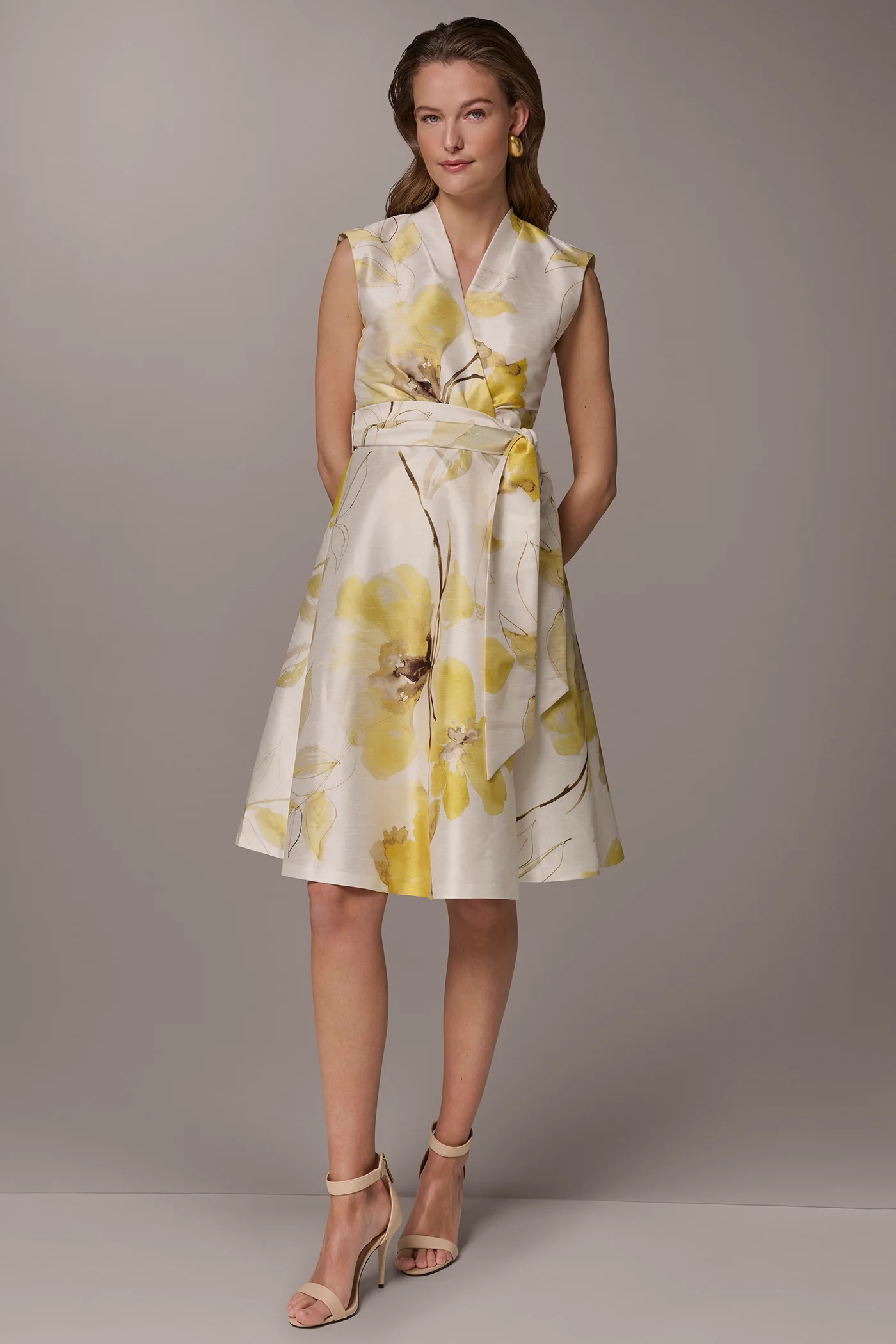 FLORAL JACQUARD WRAP-EFFECT MIDI DRESS - VXVOV
