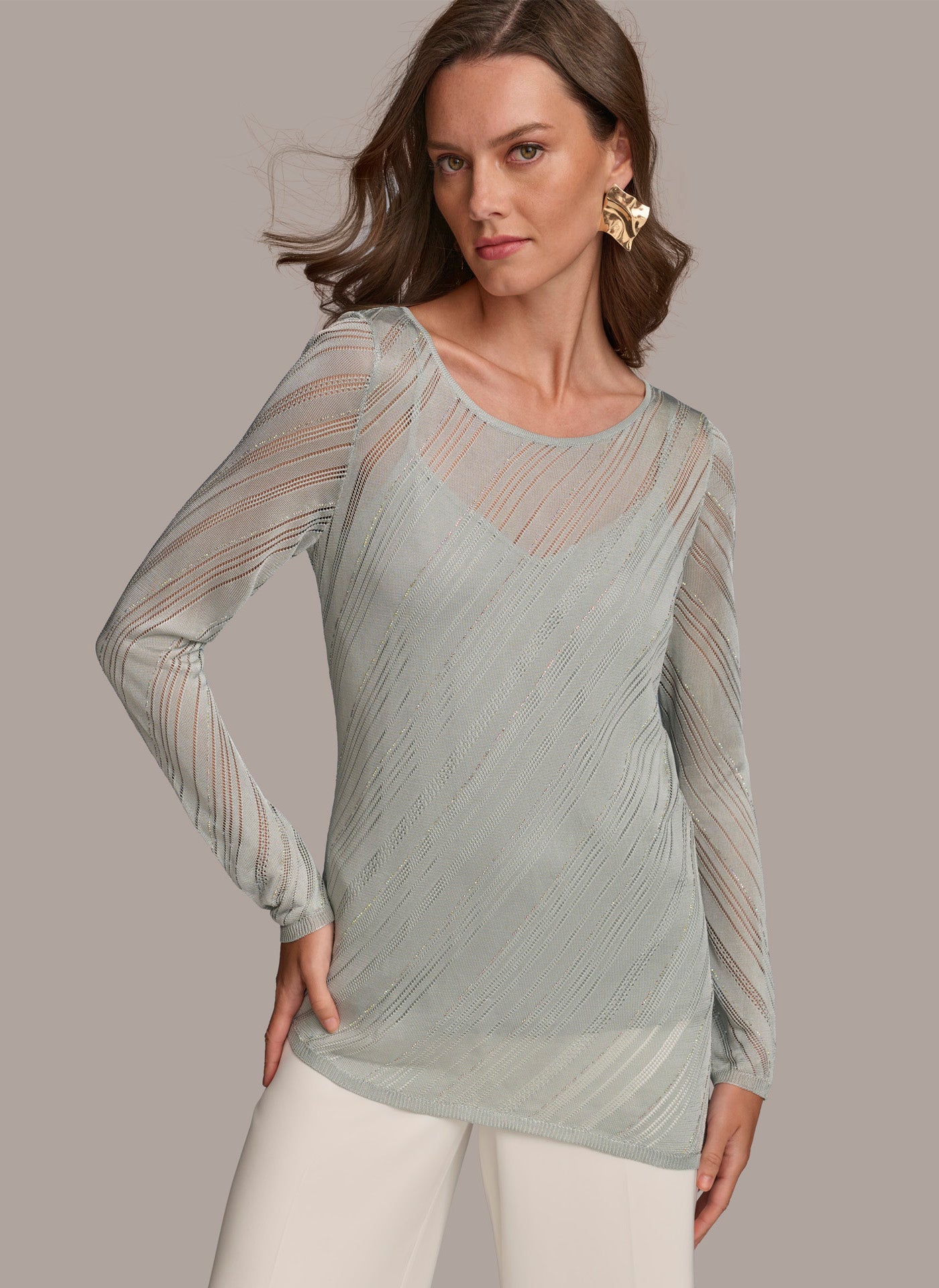 ASYMMETRICAL HEM DIAGONAL SHIMMER - VXVOV