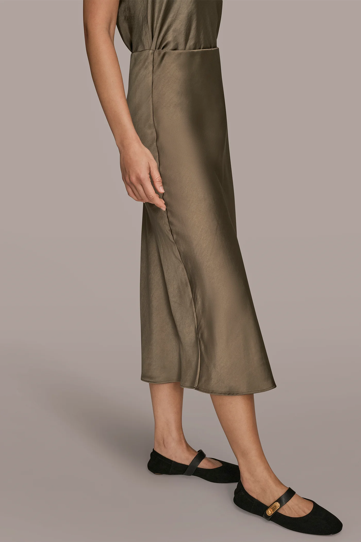 SATIN MIDI A-LINE SKIRT - VXVOV