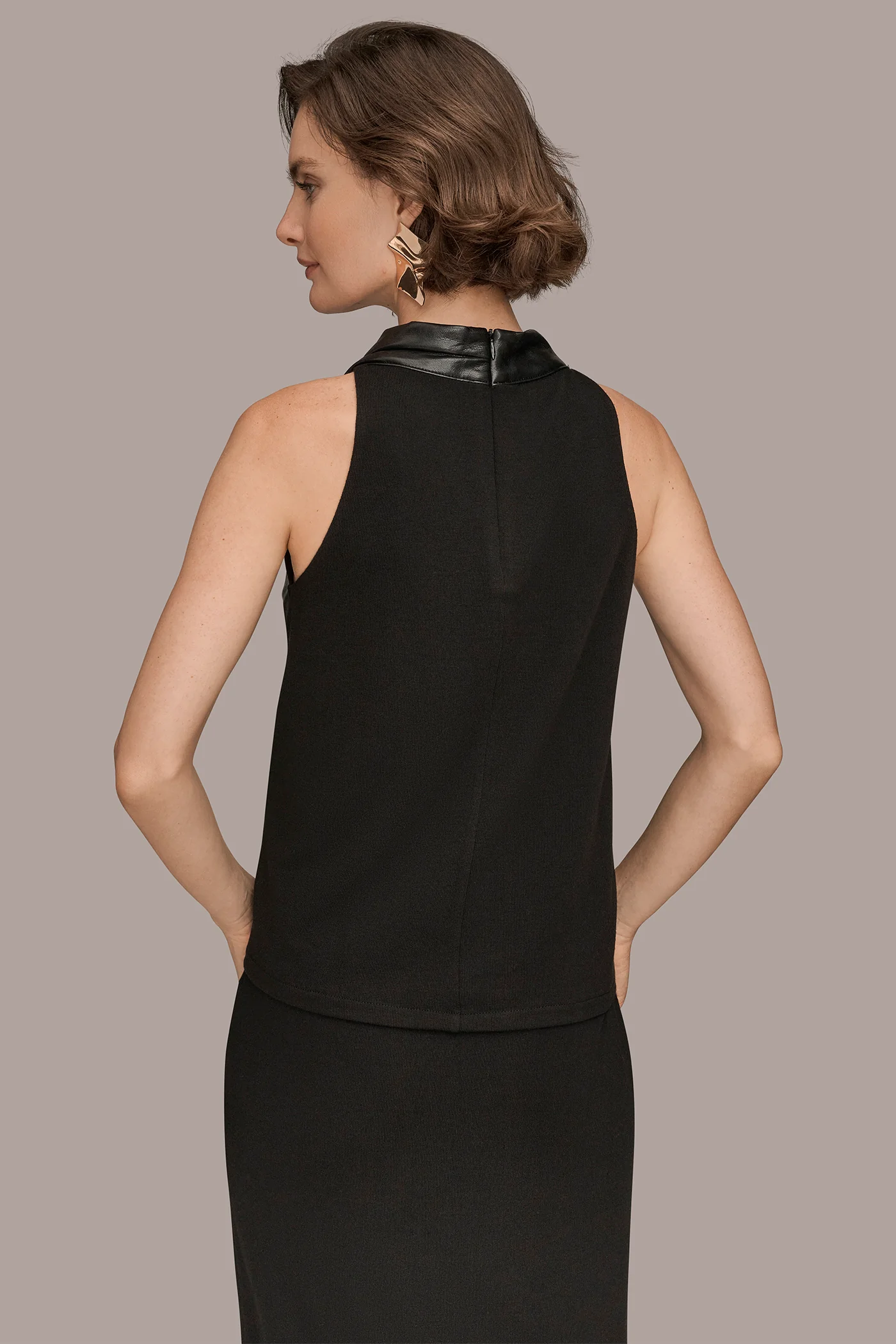 FAUX LEATHER SLEEVELESS TOP - VXVOV