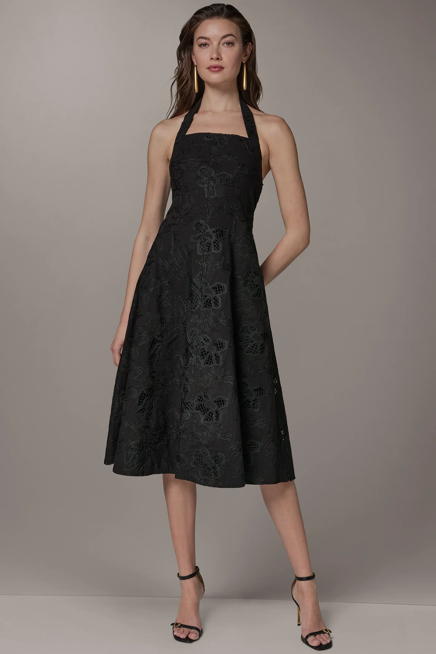 SLEEVELESS SWEETHEART MIDI HALTER DRESS - VXVOV