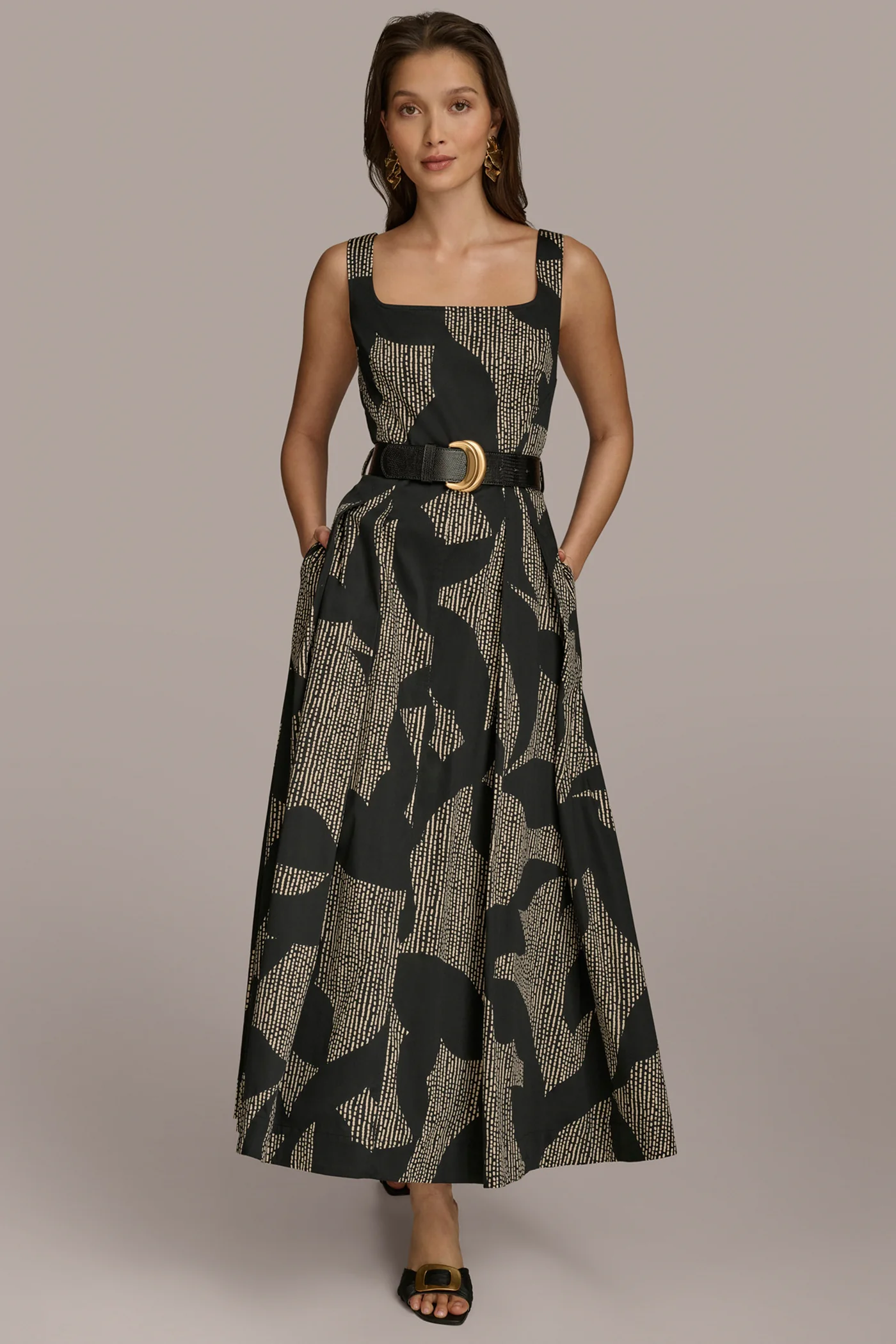 COTTON SLEEVELESS FLORAL MIDI DRESS - VXVOV