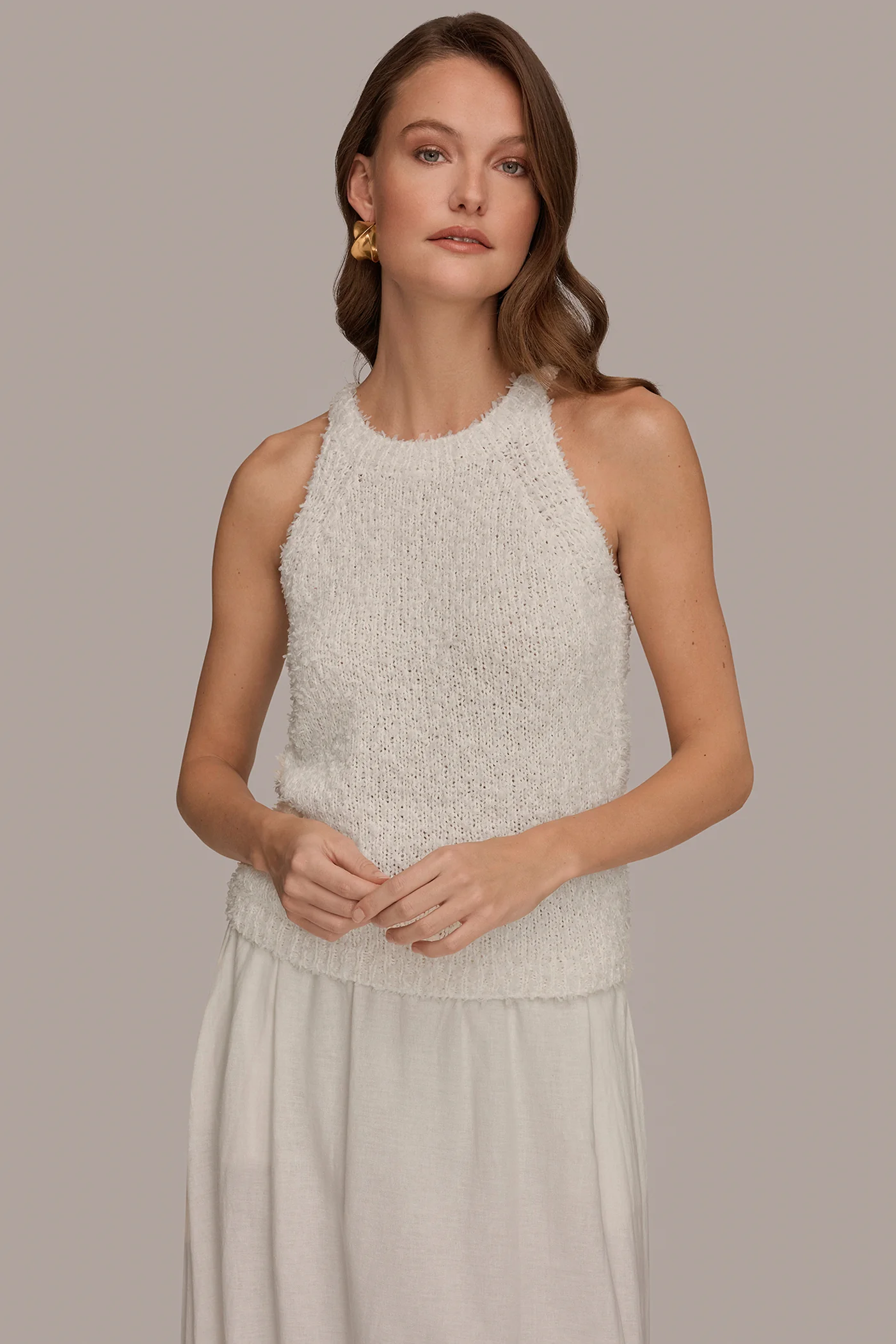 SLEEVELESS HALTER SWEATER TANK - VXVOV