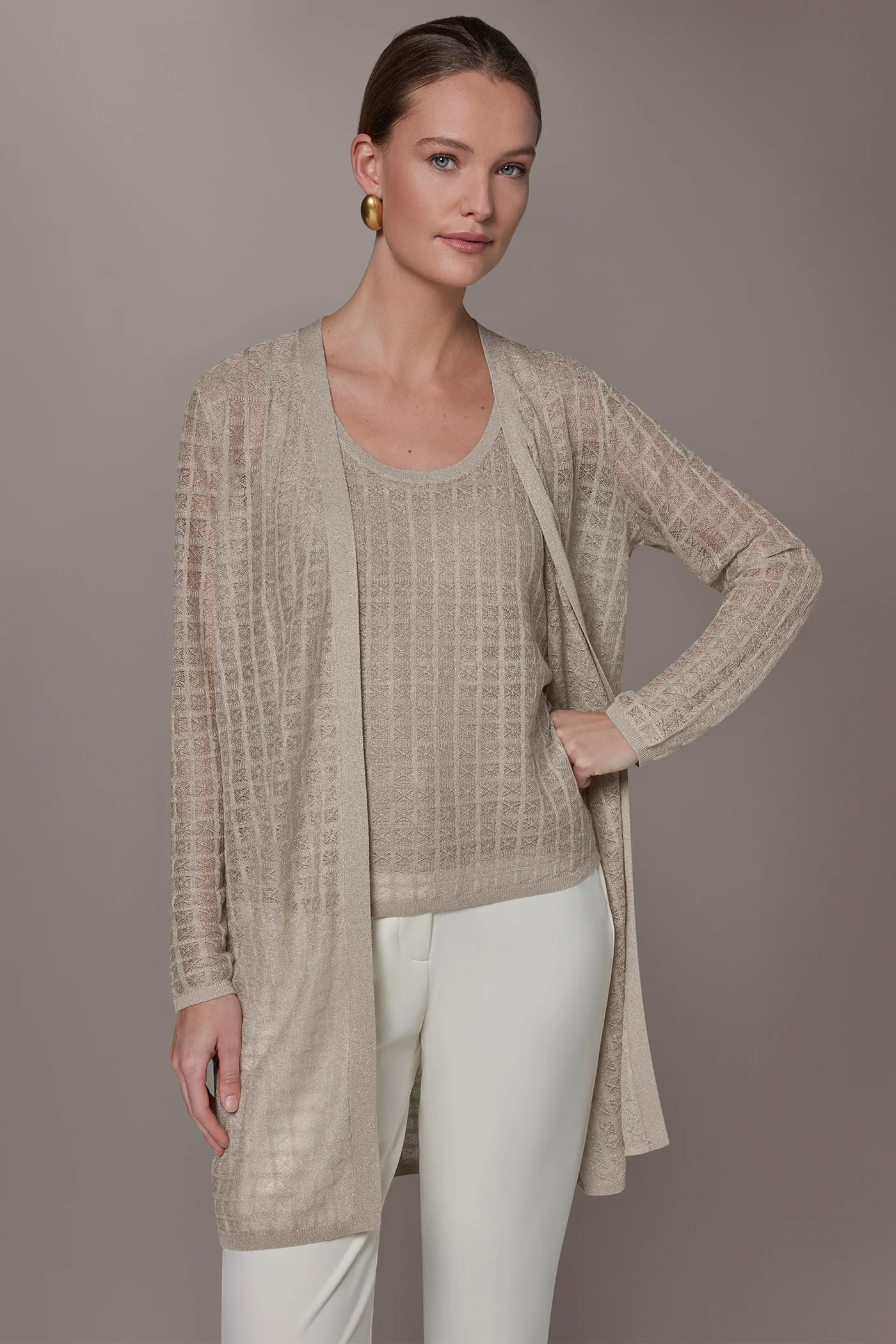 LONG GRID STITCH CARDIGAN - VXVOV