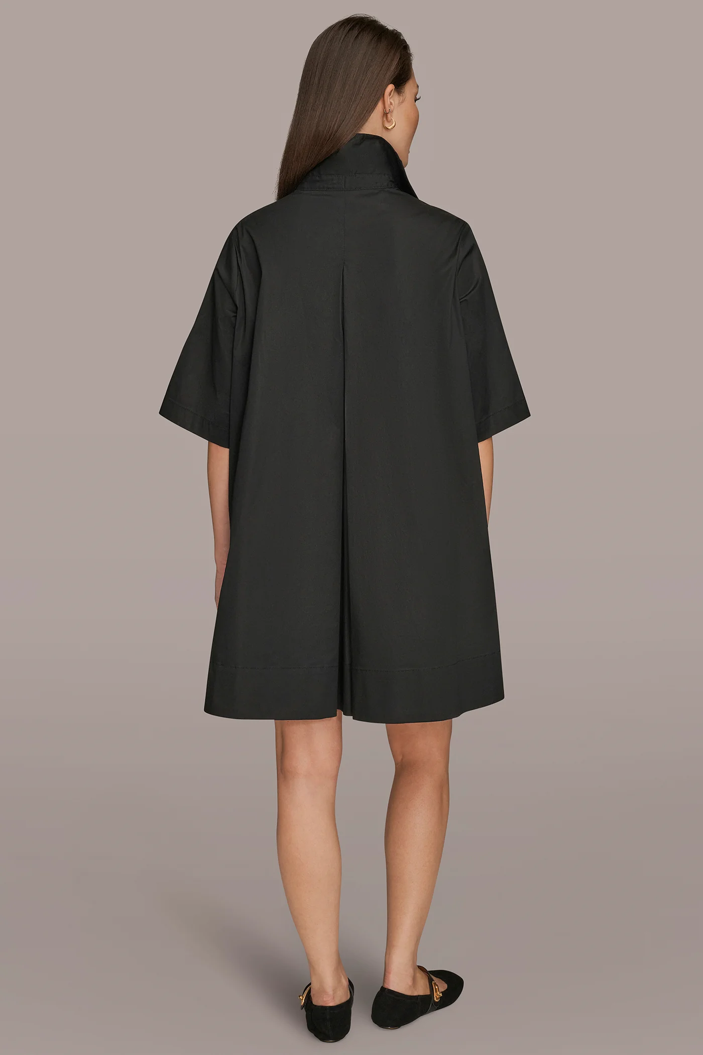 ELBOW-SLEEVE MINI SHIRT DRESS - VXVOV