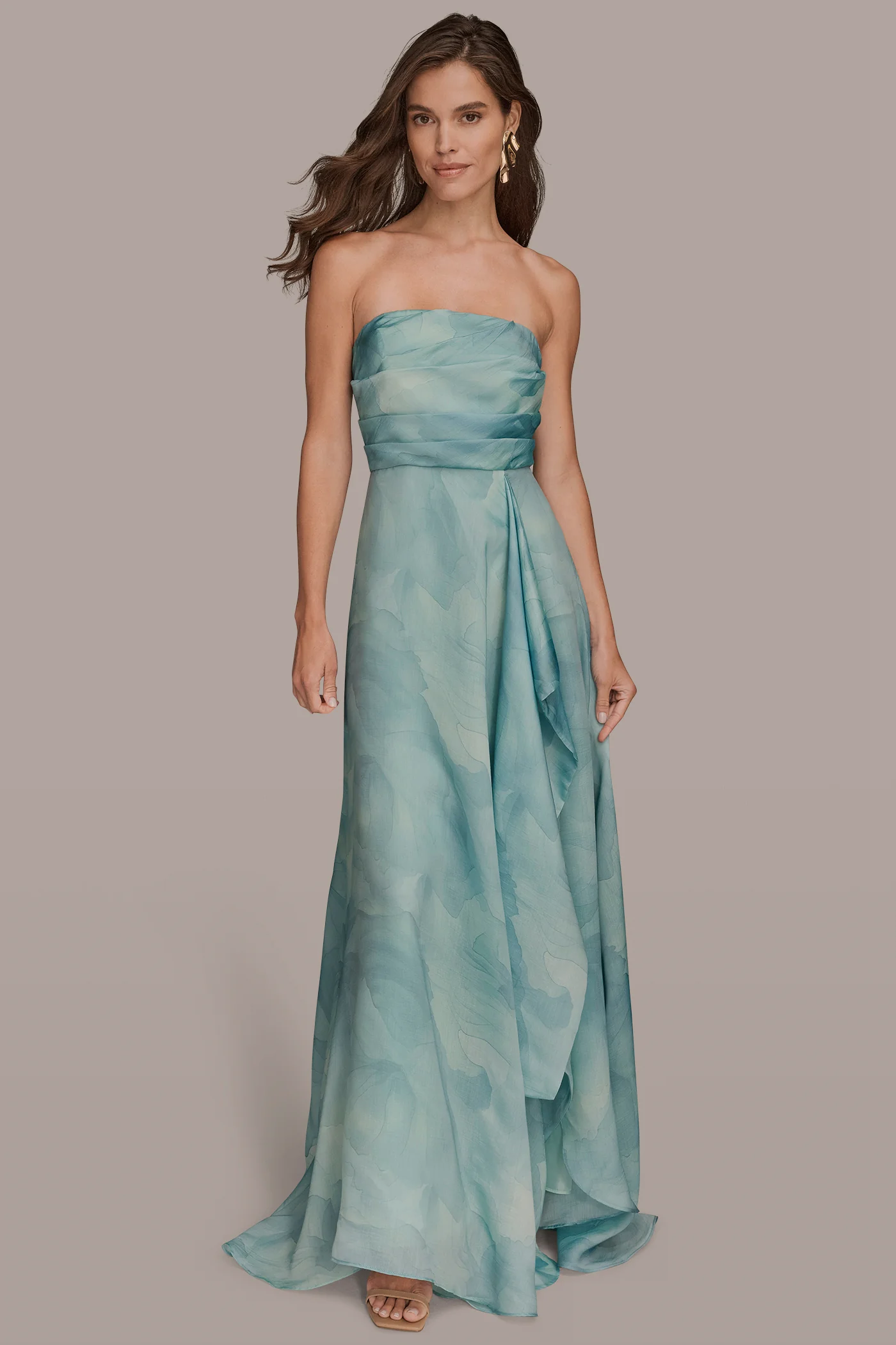 ORGANZA FLORAL STRAPLESS BALL GOWN - VXVOV