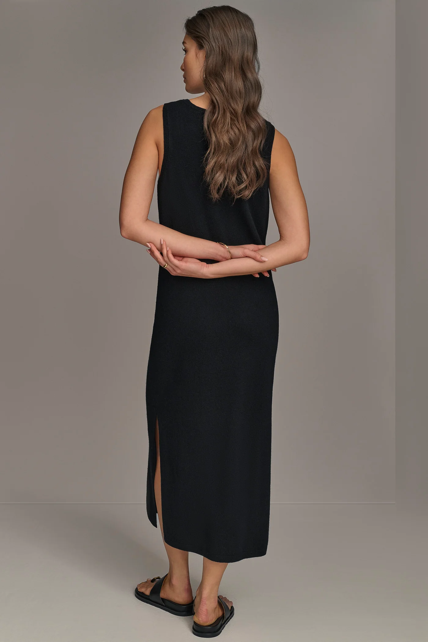 CASHMERE SLEEVELESS MIDI TANK DRESS - VXVOV